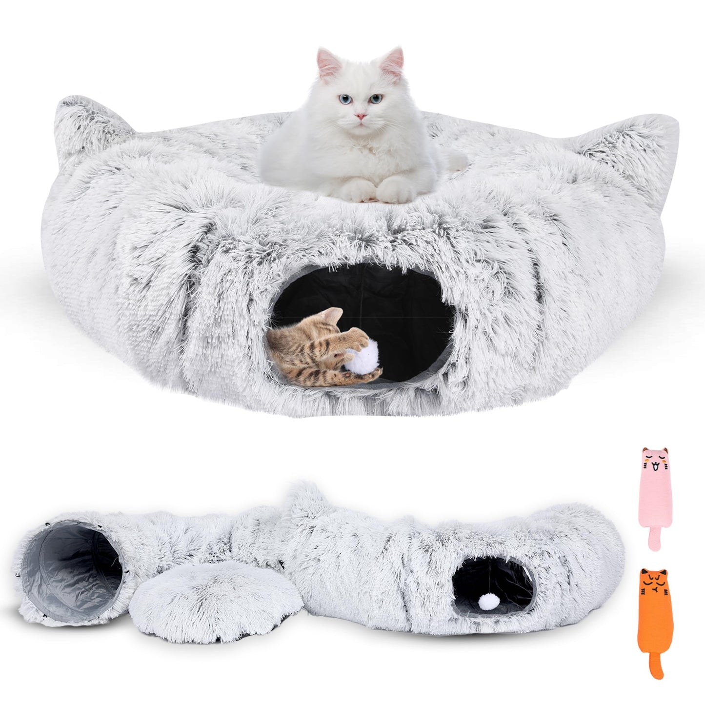 3-in-1 Cat Tunnel Bed Cat Tunnels Cat Beds for Indoor Cats with Bed
