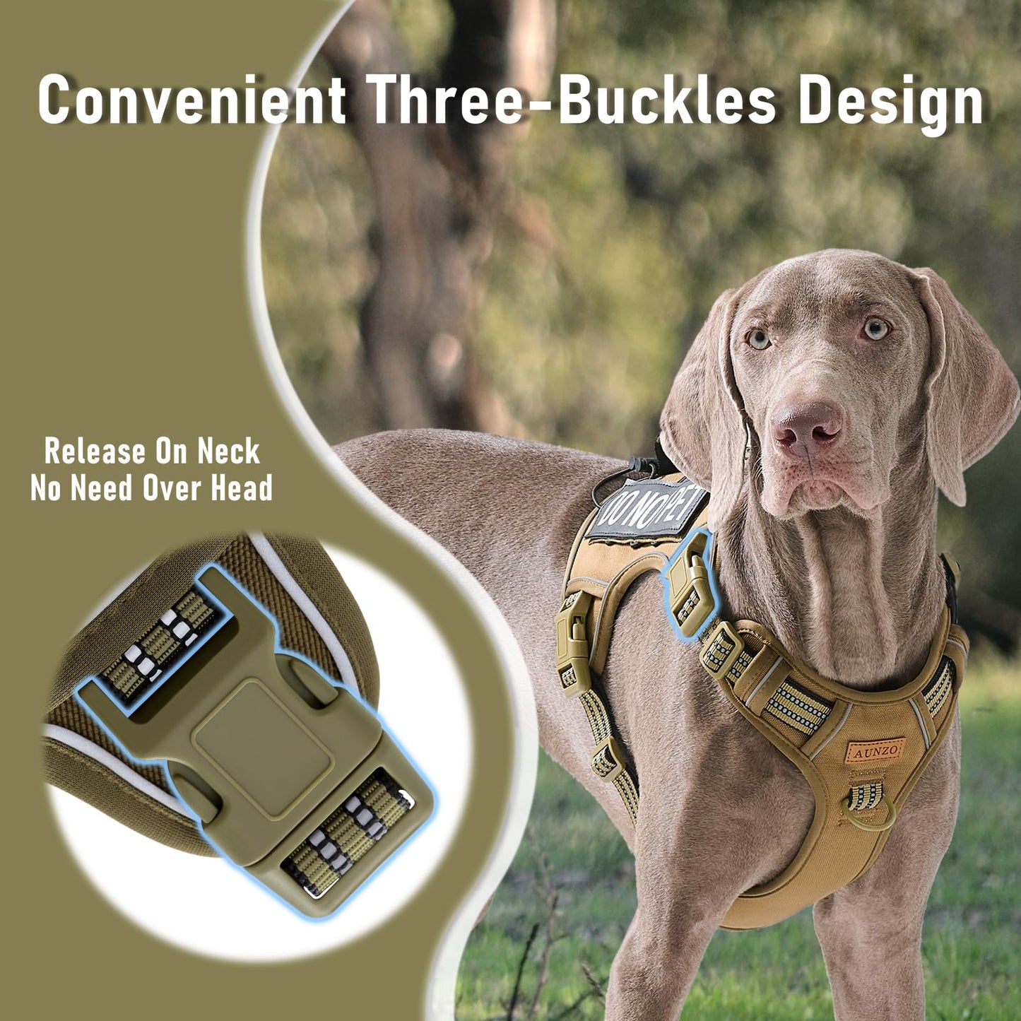 AUNZO Dog Harness with Handle Tactical Dog Harness for Large Dogs Hook