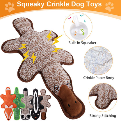 Eneston 5 Pack No Stuffing Squeaky Dog Toys for Large Dogs Plush