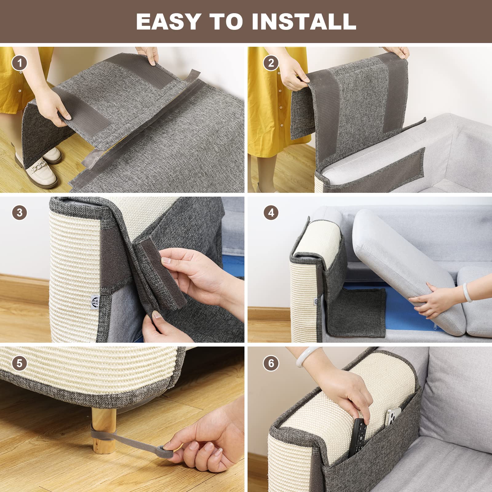 Upgraded Cat Scratch Sisal Sofa Protector,Furniture Couch Cover