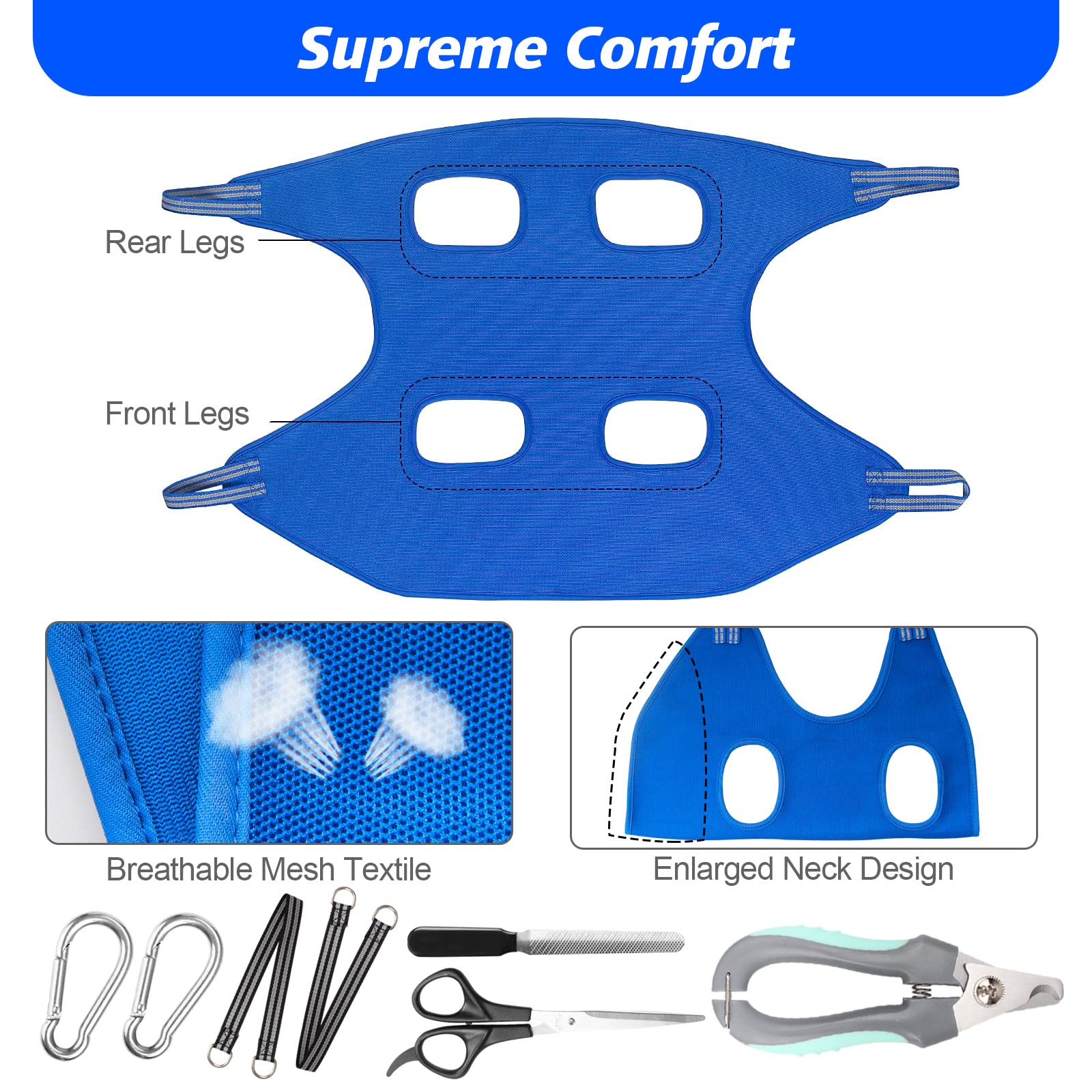 ATESON Pet Dog Grooming Hammock Harness for Medium Dogs Nail Trimming