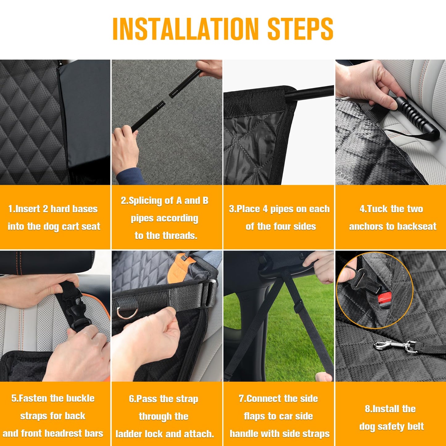 PETICON Large Dog Car Seat, Back Seat Extender for Dogs with 3 Seat