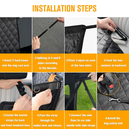 PETICON Large Dog Car Seat, Back Seat Extender for Dogs with 3 Seat