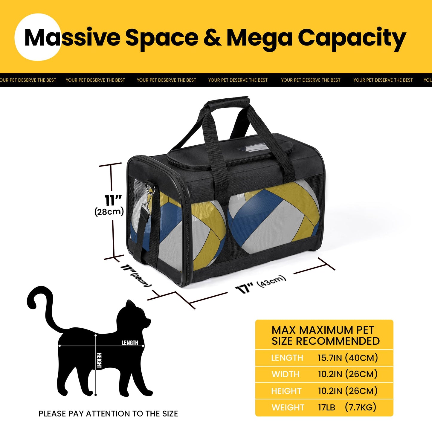 Conlun Cat Carrier Airline Approved, Soft-Sided Dog Carrier with Bag