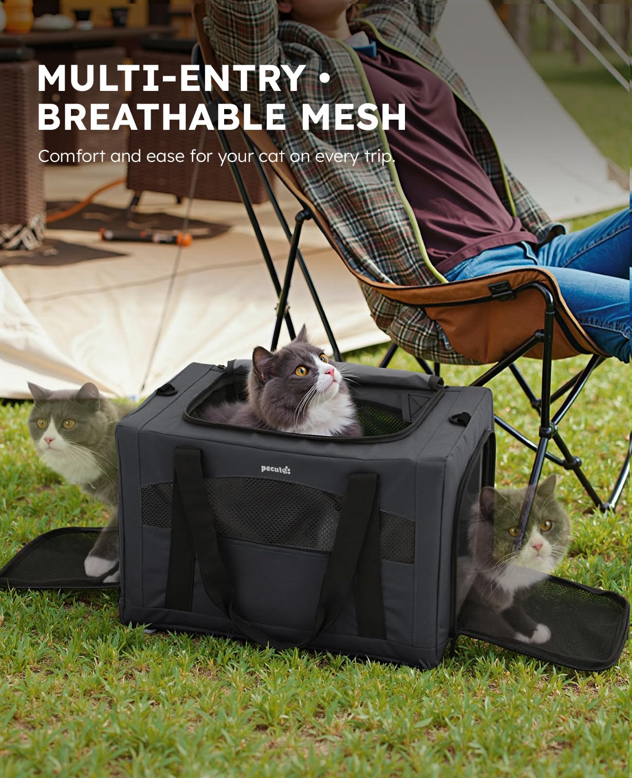 Pecute Cat Carrier Stable XL, Pet Carrier Breathable and Portable, Bag