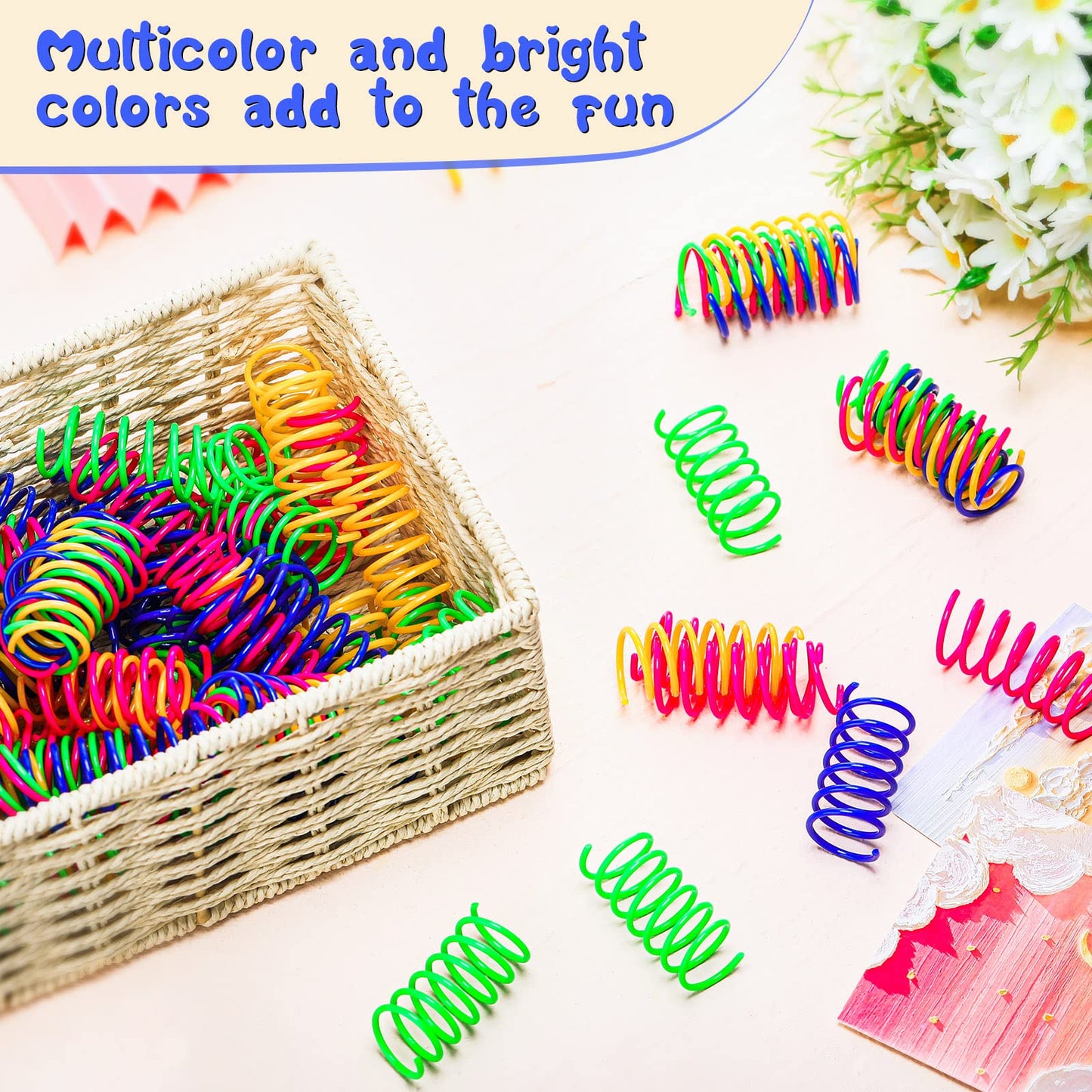 Yunsailing 300 Pcs Cat Spring Toy Cat Spiral Toys Interactive Toys