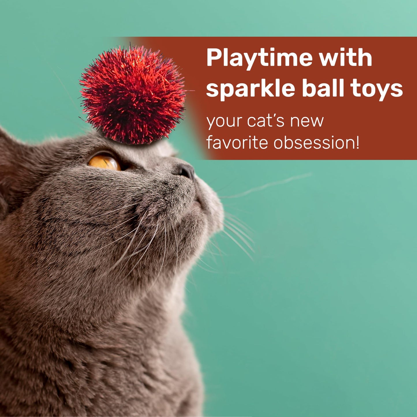 Tuff Kitty Puff Sparkle Ball Cat Toy Fuzzy and Fun Glitter Ball