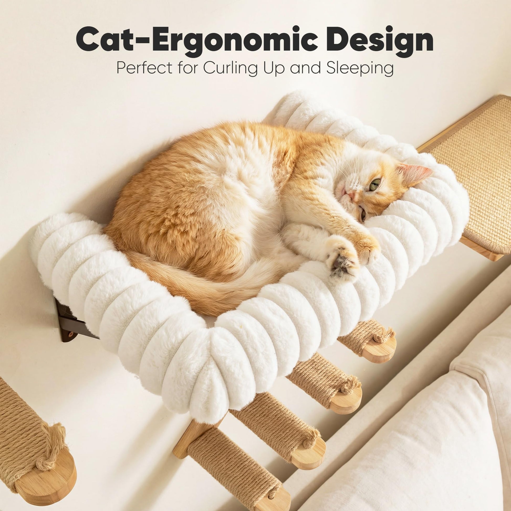 FUKUMARU Cat Wall Shelves, Cat Walls Furniture with Soft Bed, Bed