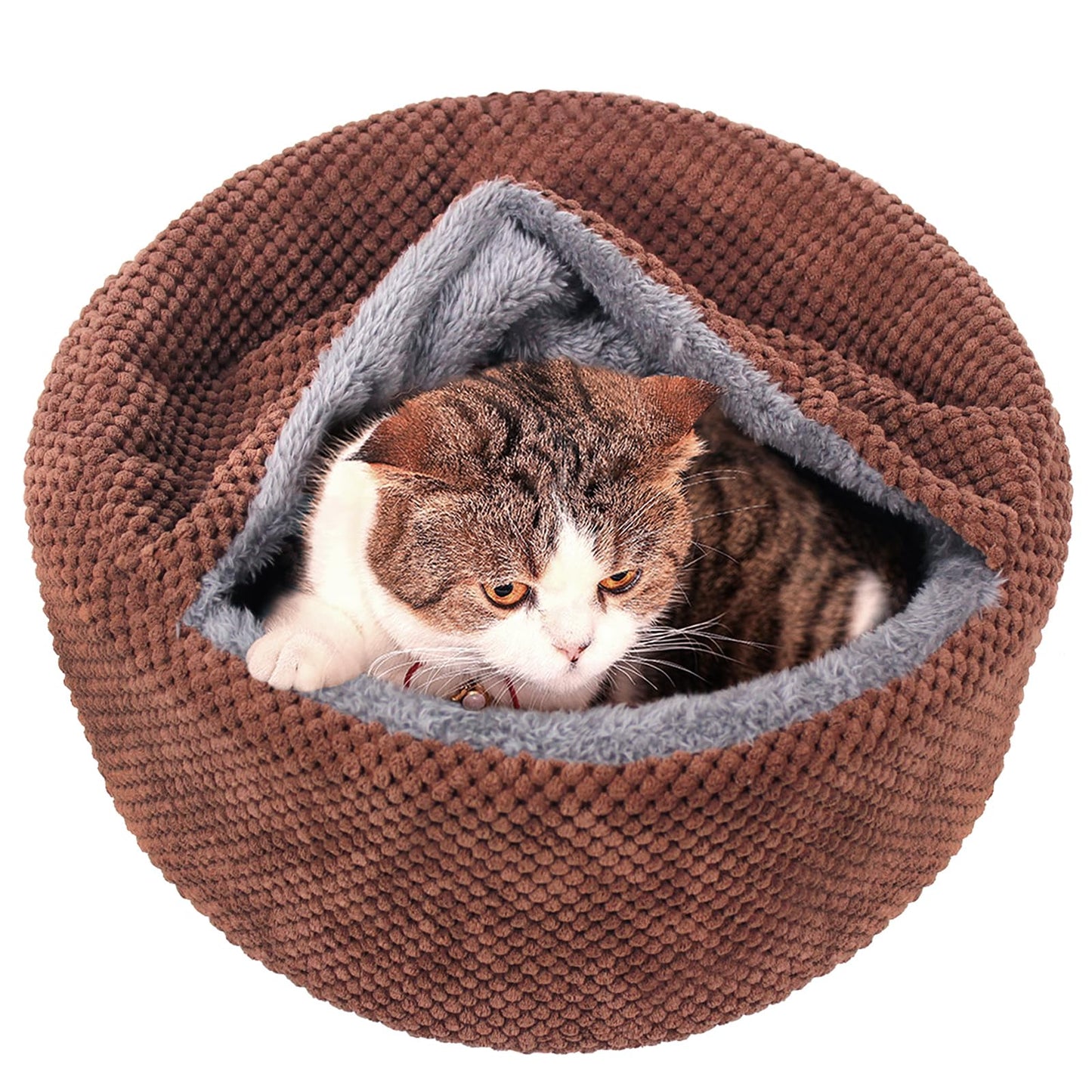 Winsterch Washable Cat Bed Round Soft, Cozy Warming for Indoor Bed