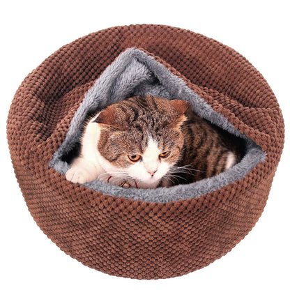 Winsterch Washable Cat Bed Round Soft, Cozy Warming for Indoor Bed