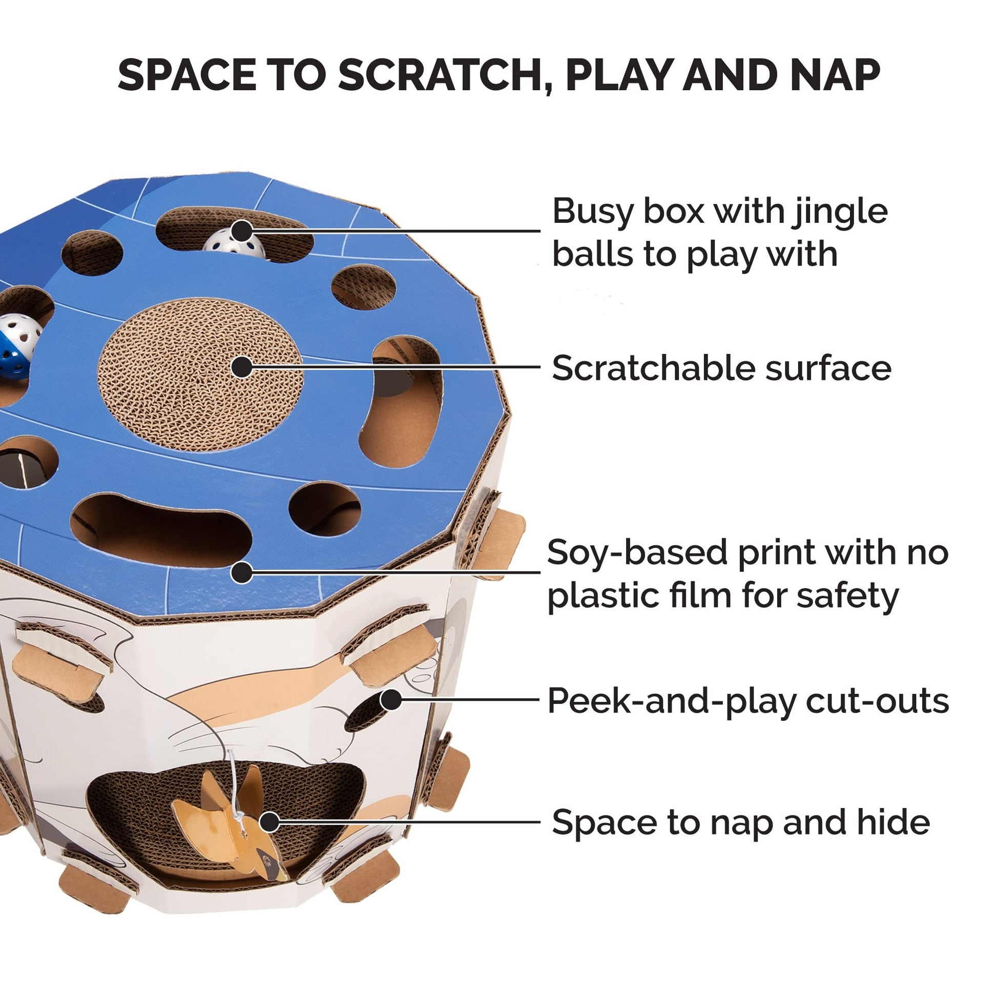 Furhaven Cardboard Hideout w/ Catnip for Indoor Cats, Ft. House