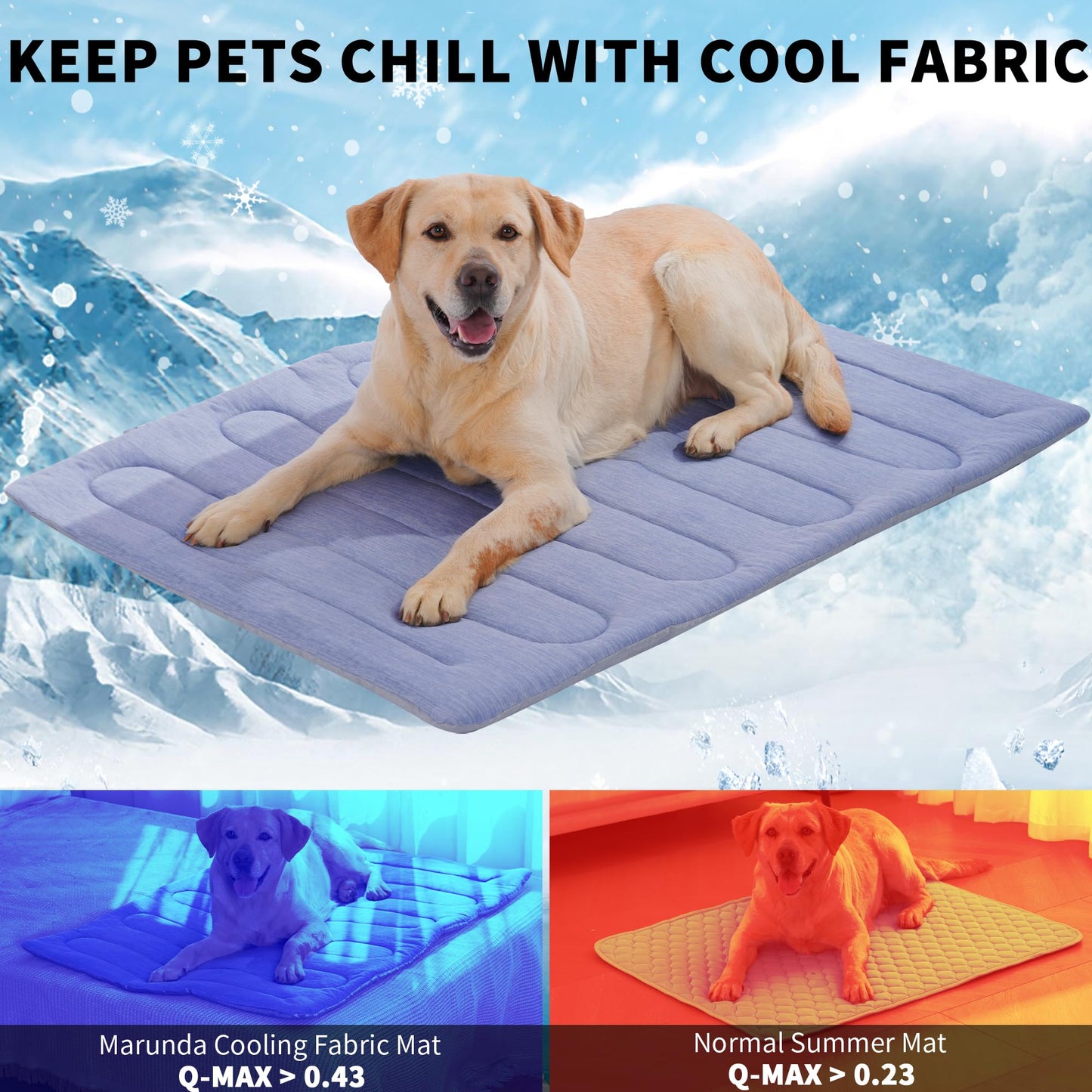MARUNDA Dog Cooling Mat, No Need to Freeze Or Refrigerate This Cool