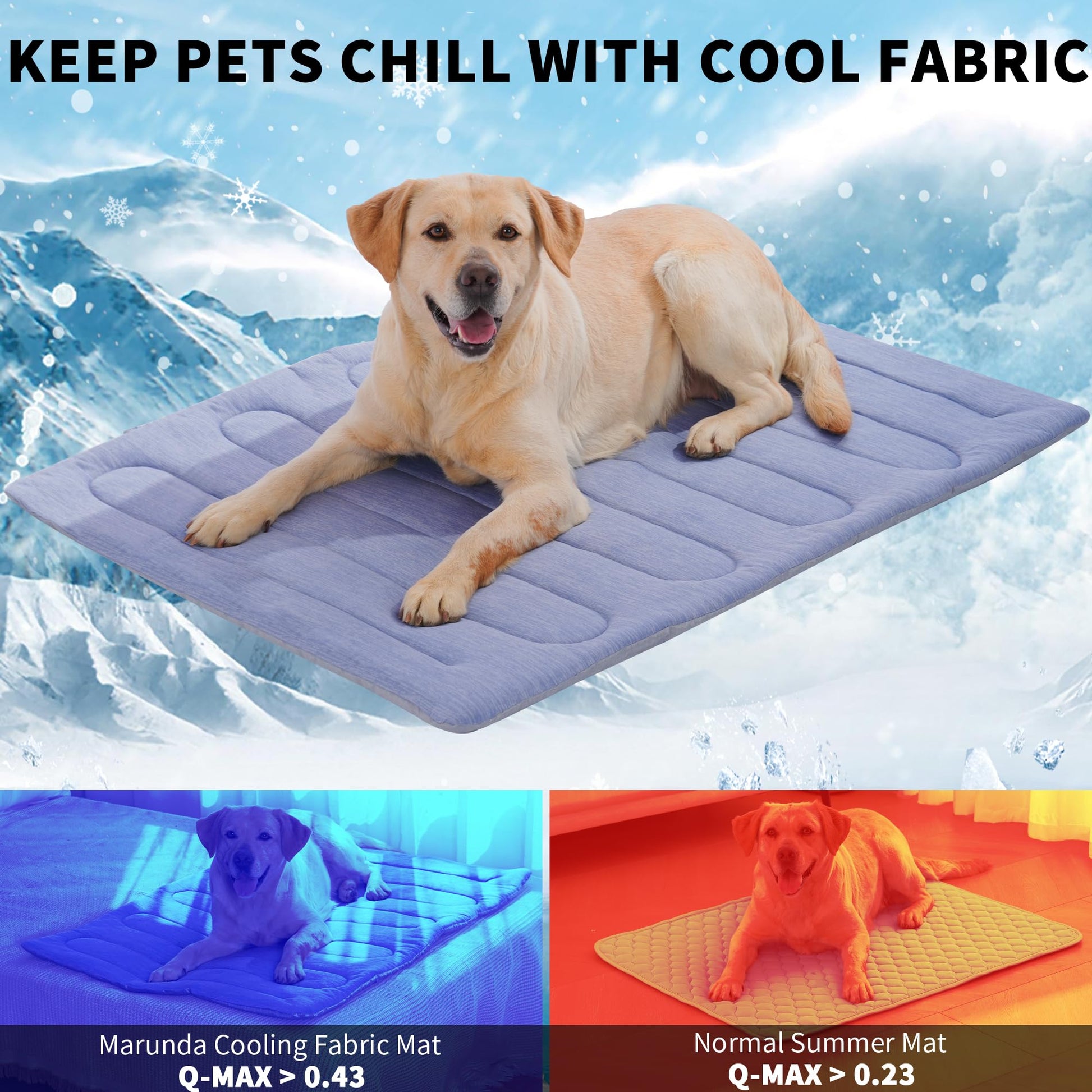 MARUNDA Dog Cooling Mat, No Need to Freeze Or Refrigerate This Cool