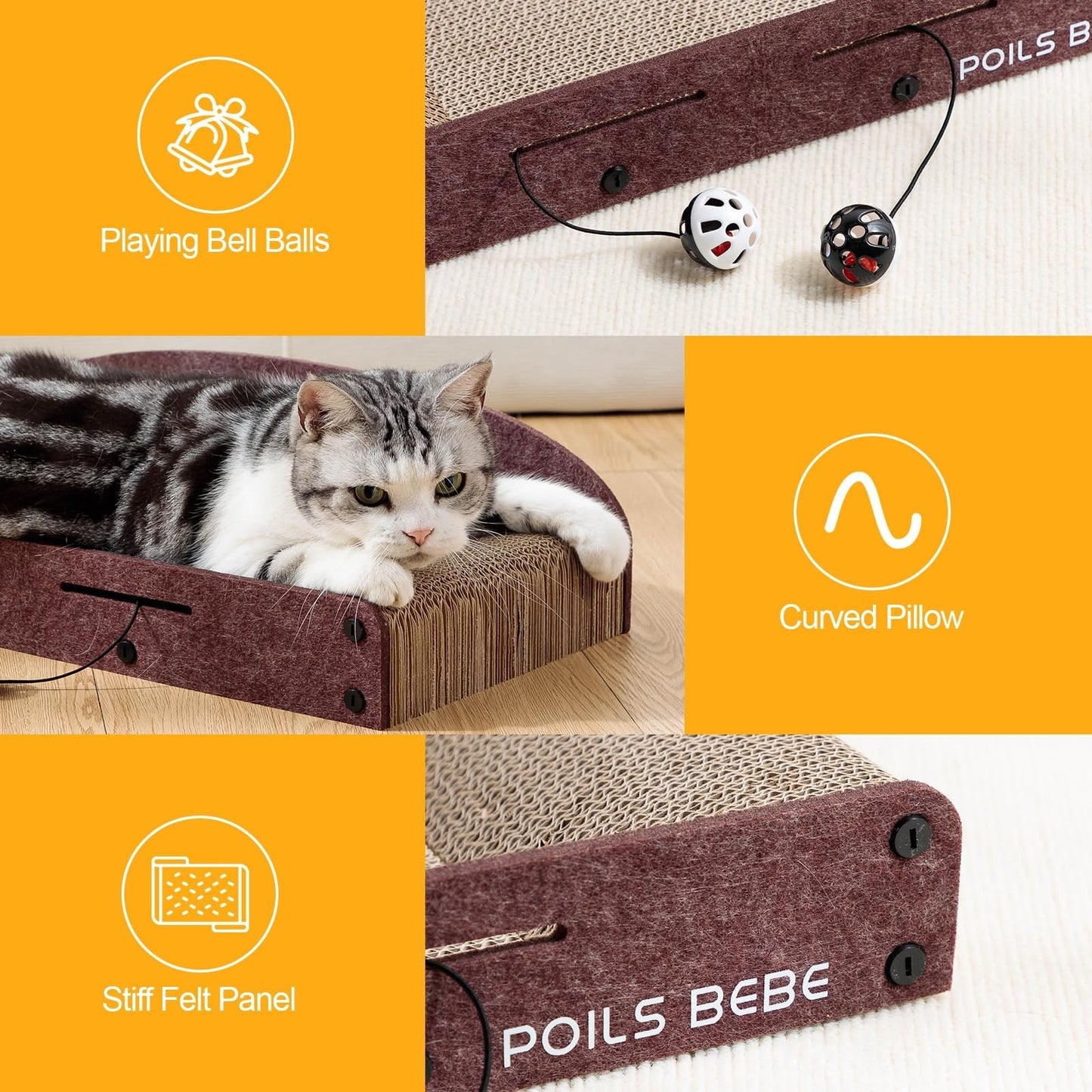 Poils Bebe Sofa Cat Scratcher, Small Cat Scratcher Cardboard Furniture