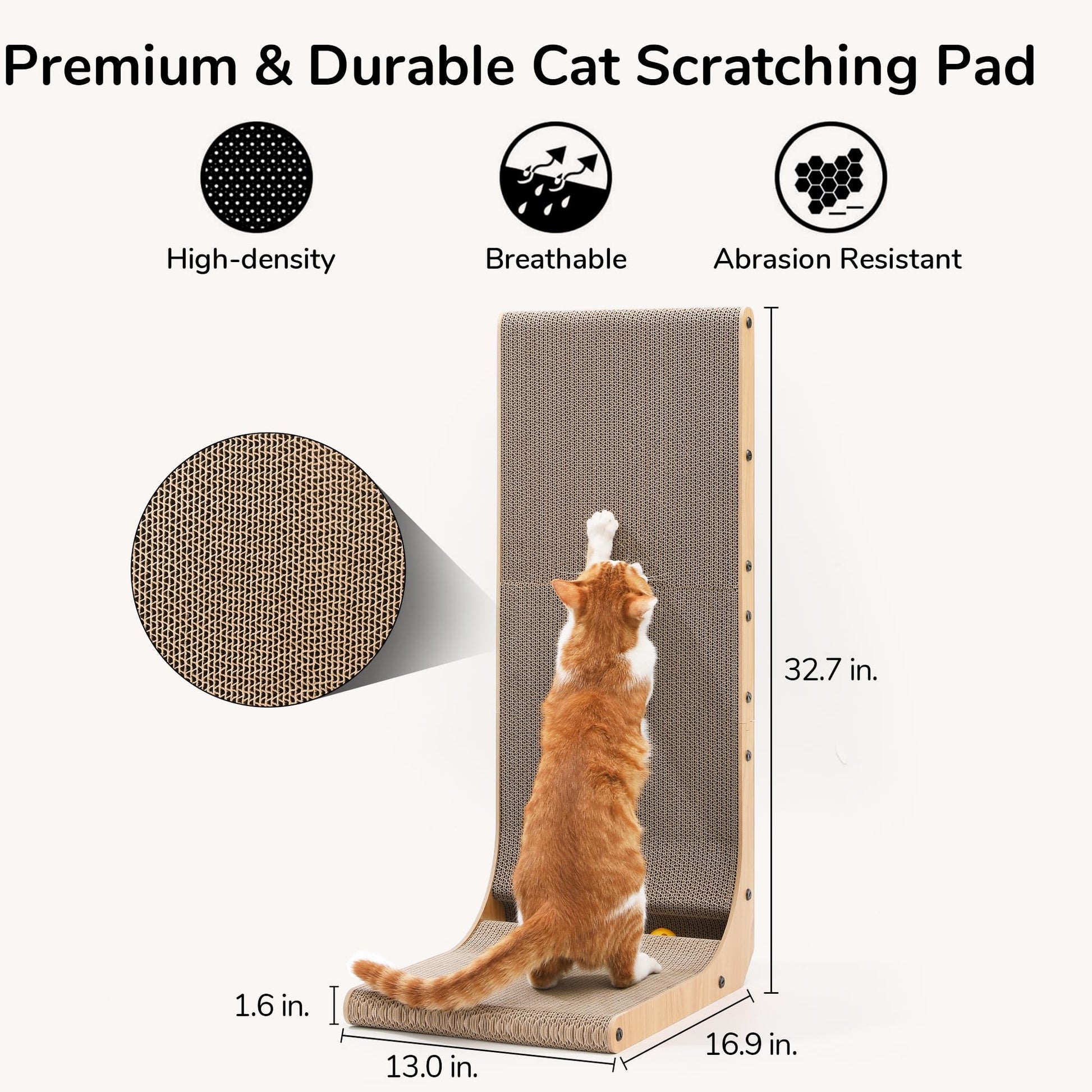 FUKUMARU Cat Scratcher, L Shape Cat Scratch Pad Wall Mounted, Pad