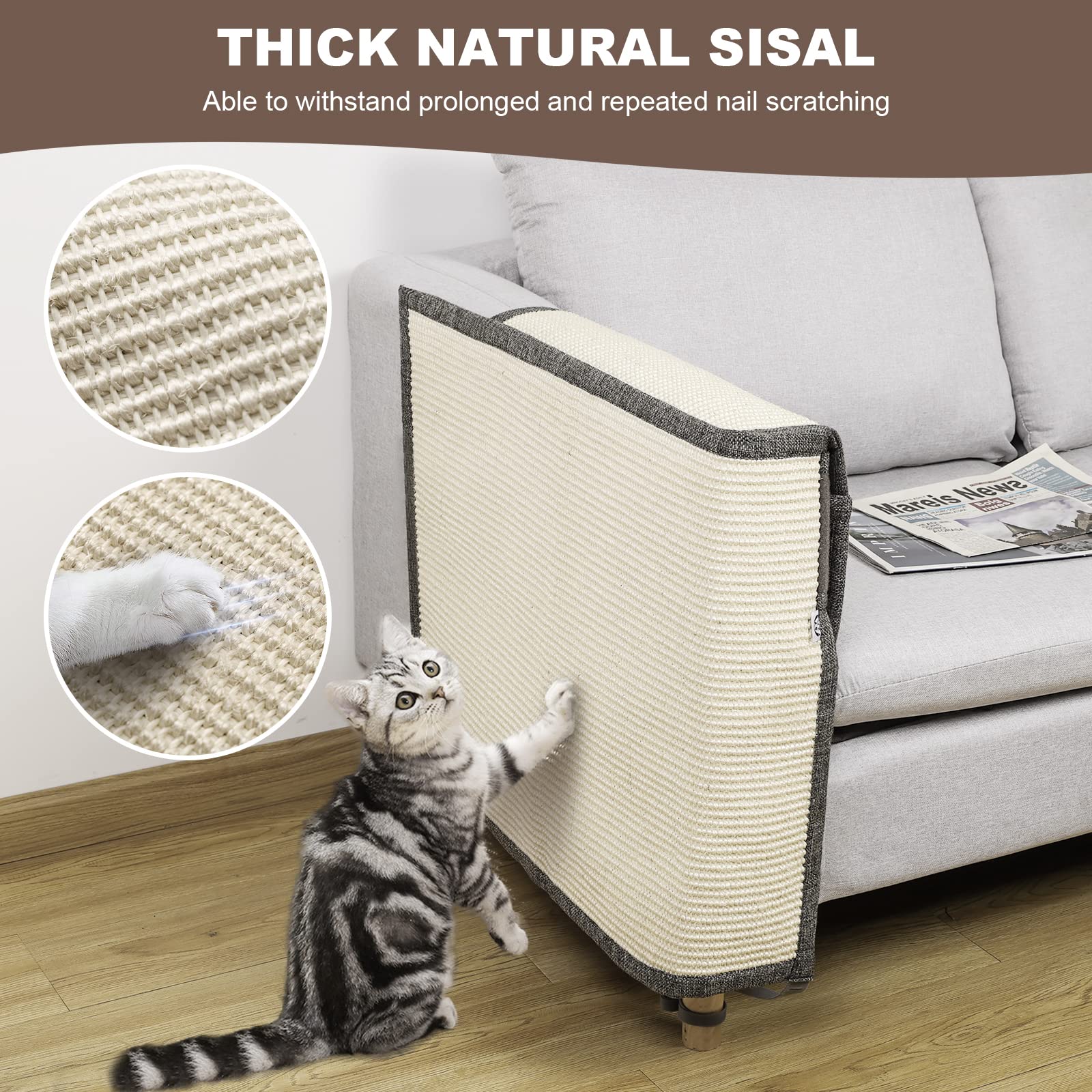 Upgraded Cat Scratch Sisal Sofa Protector,Furniture Couch Cover