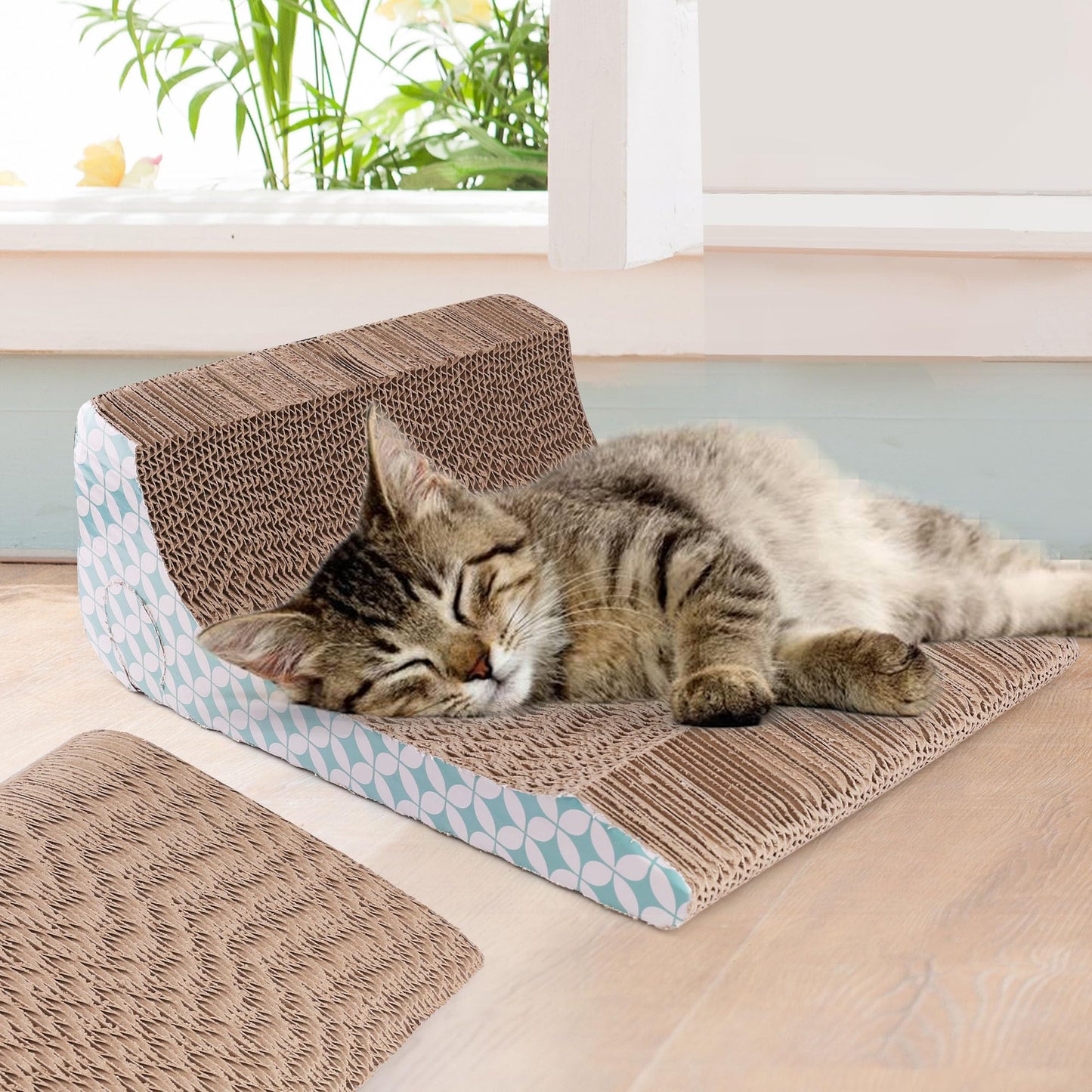PrimePets Cat Scratcher Cardboard with Catnip, Removable Sofa