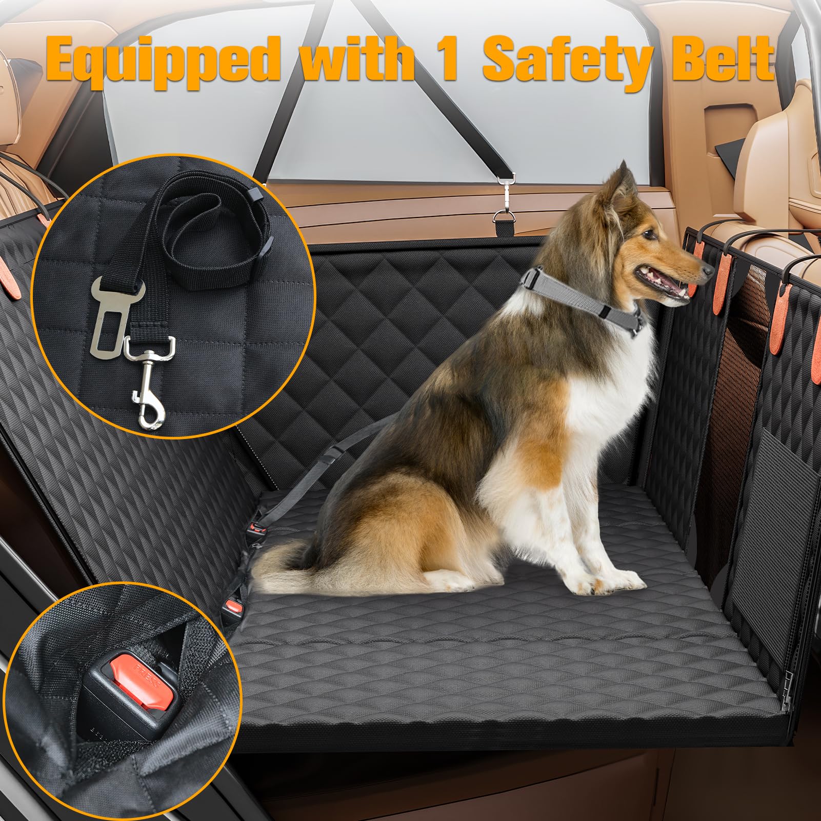 PETICON Back Seat Extender for Dogs, Hard Bottom Dog Car Seat Cover