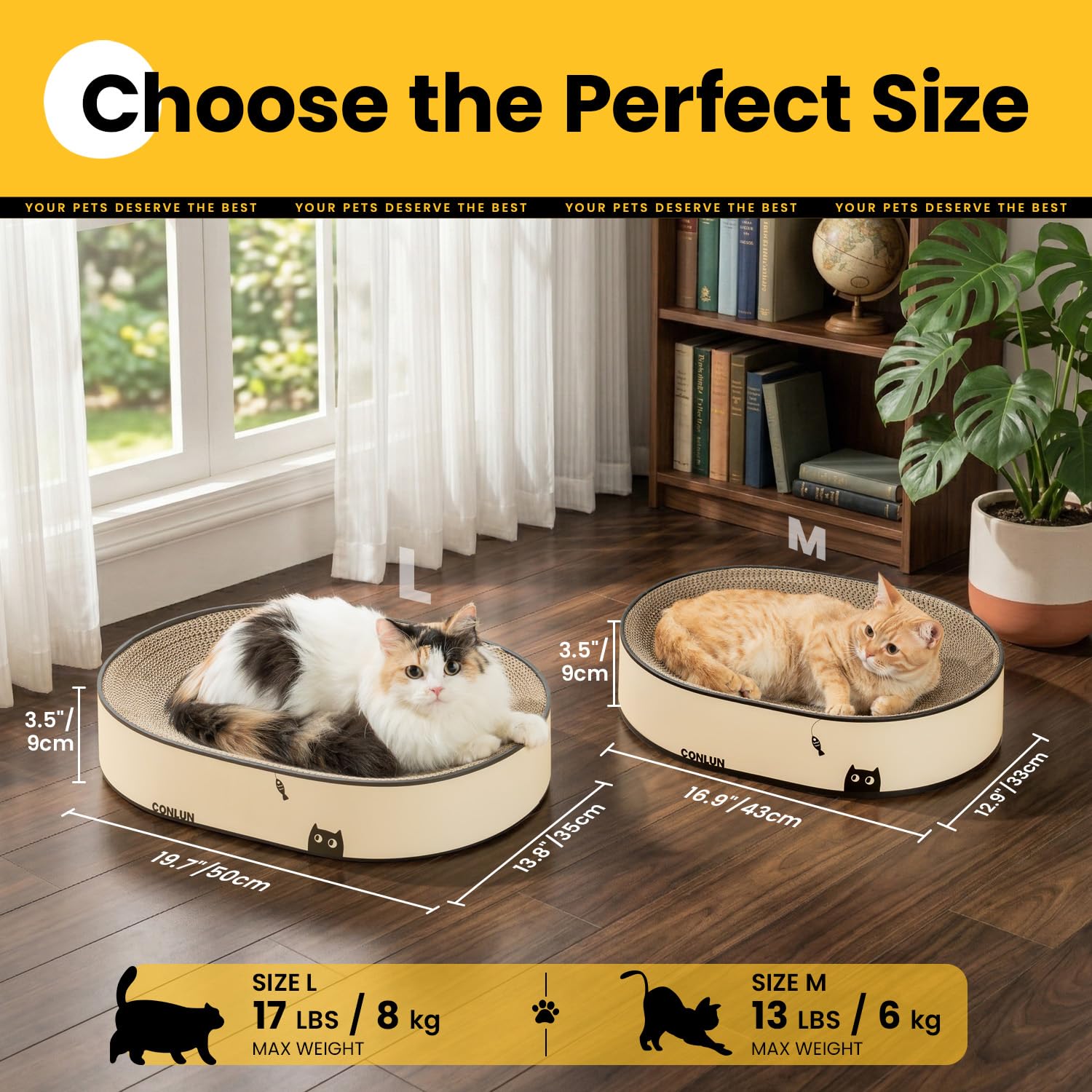 Conlun Large Oval Cat Scratcher Bowl, Cardboard Cat Scratching Pad