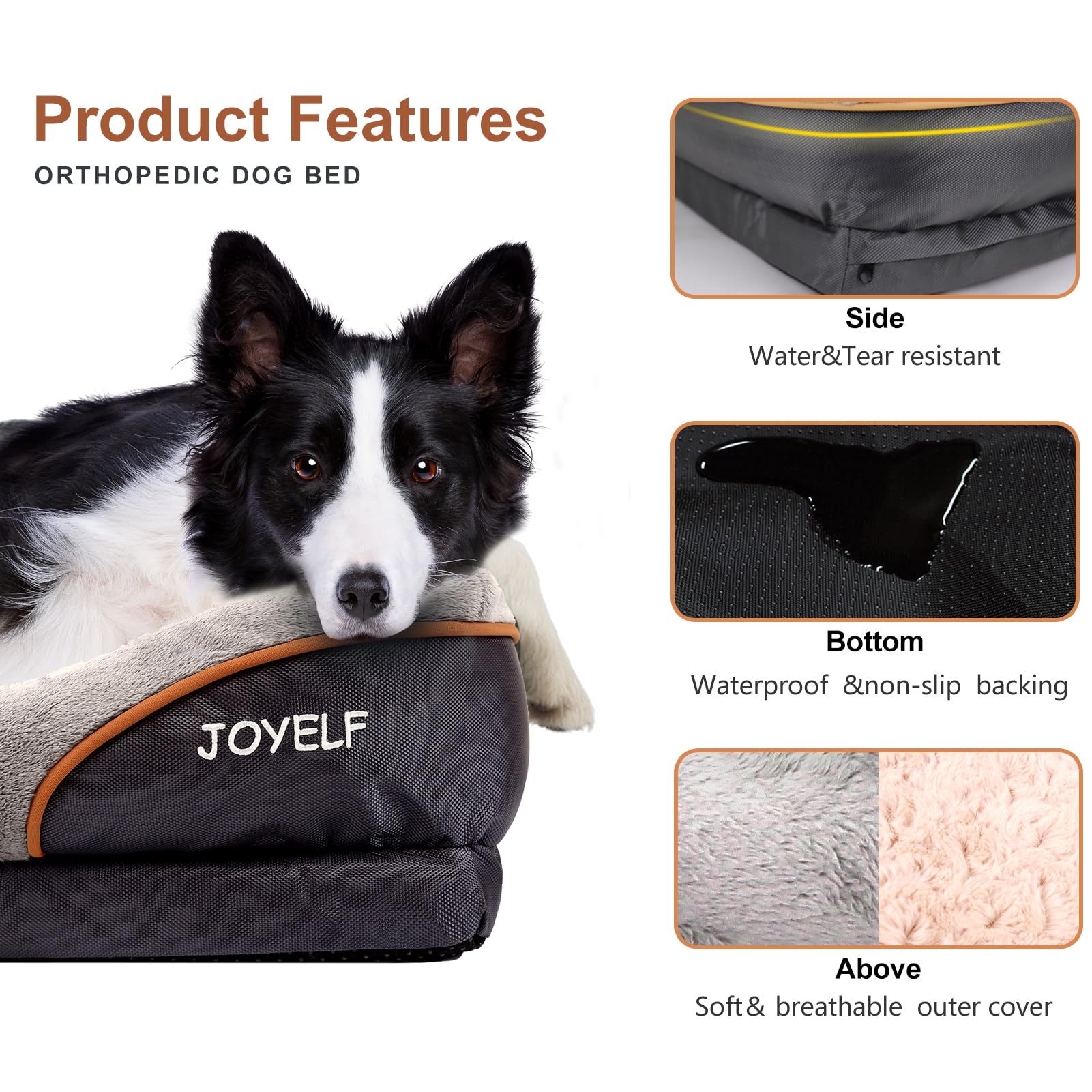 JOYELF XXLarge Memory Foam Dog Bed, Orthopedic Dog Bed Sofa