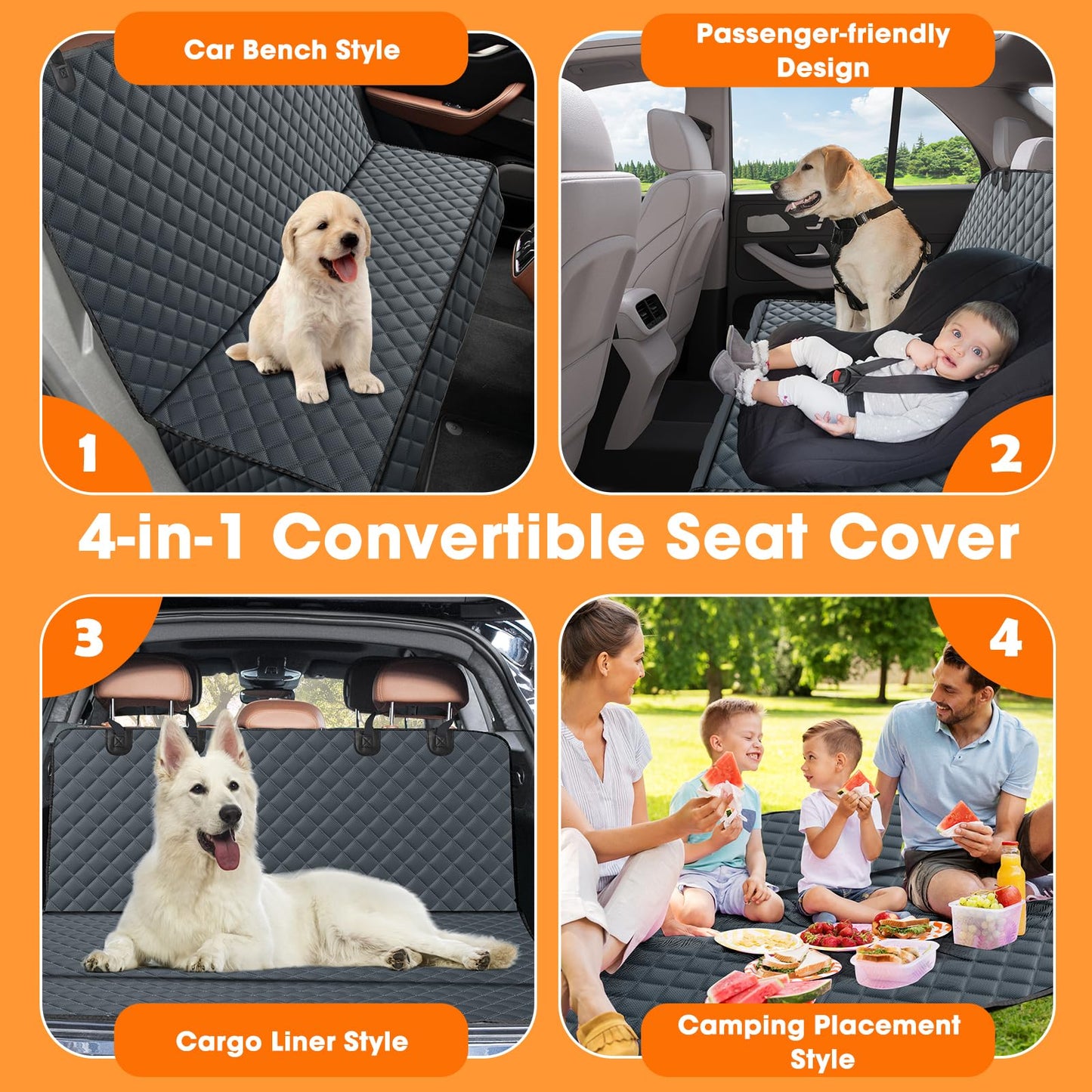 MIXJOY Dog Car Cover for Back Seat Cover Protector Waterproof Dog Seat