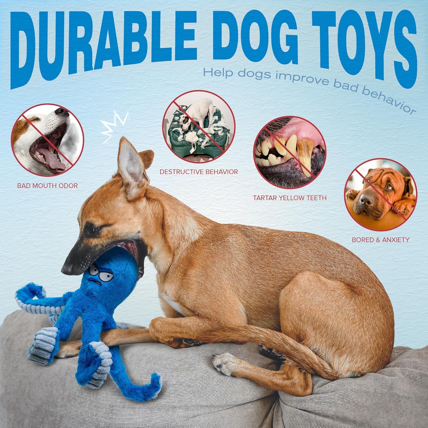 LEGEND SANDY Tough Dog Toys, Stuffed Chew Large Dog Toys to Keep Chew