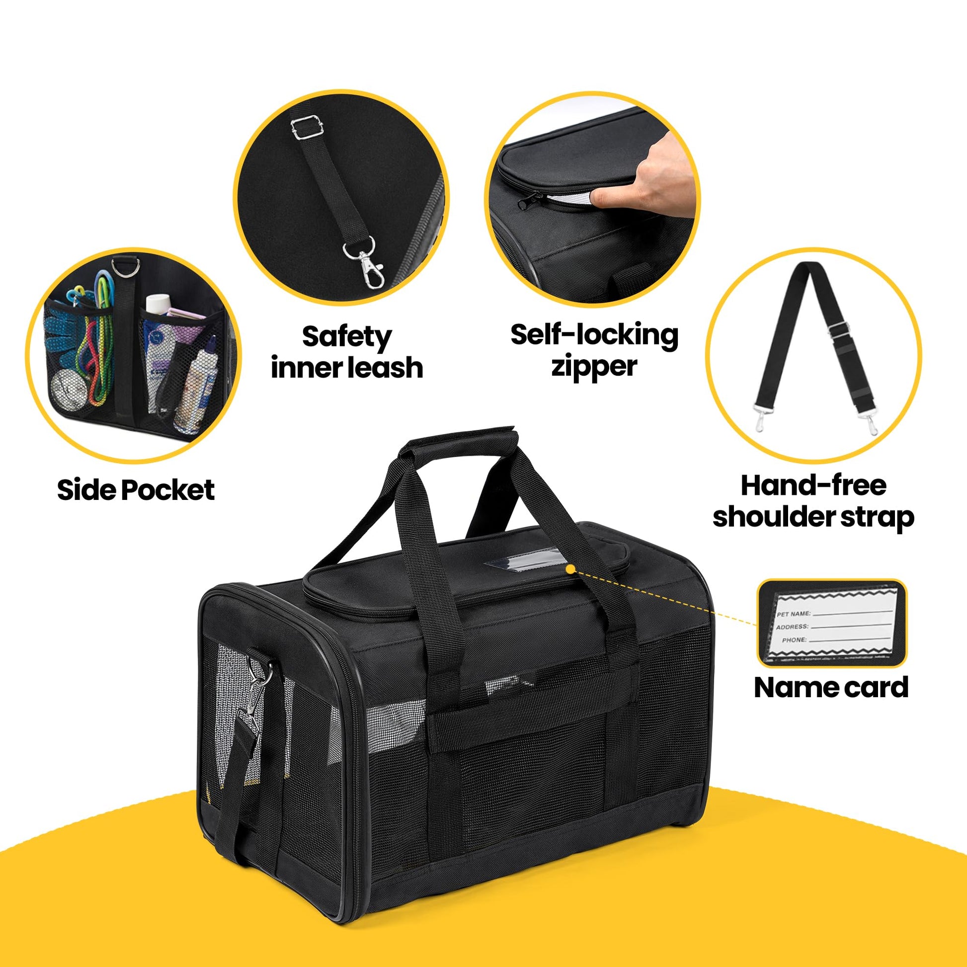 Conlun Cat Carrier Airline Approved, Soft-Sided Dog Carrier with Bag