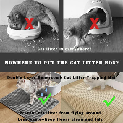 HCY&WLD 2-Pack Cat Litter Mat, Double Layer Honeycomb Waterproof Mat