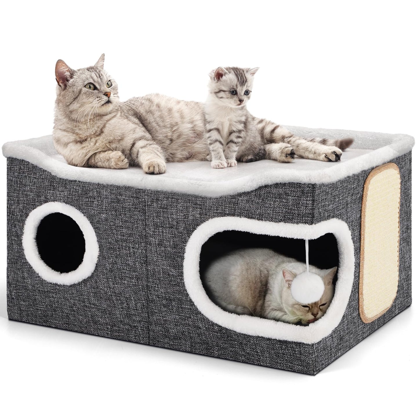 Shikha Cat Beds for Indoor Cats, Extra Wide Cat Cube House for House