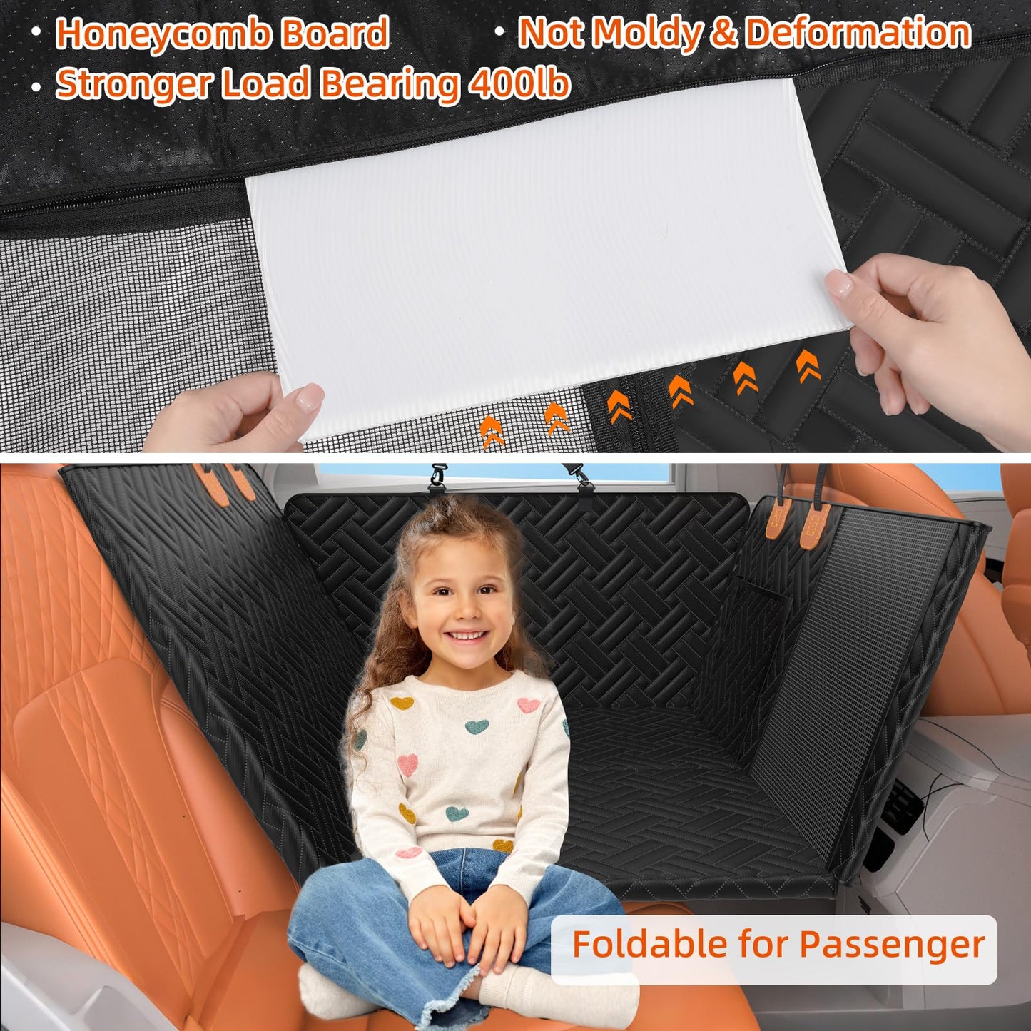 Back Seat Extender for Trucks,Hard Bottom Car Seat Cover