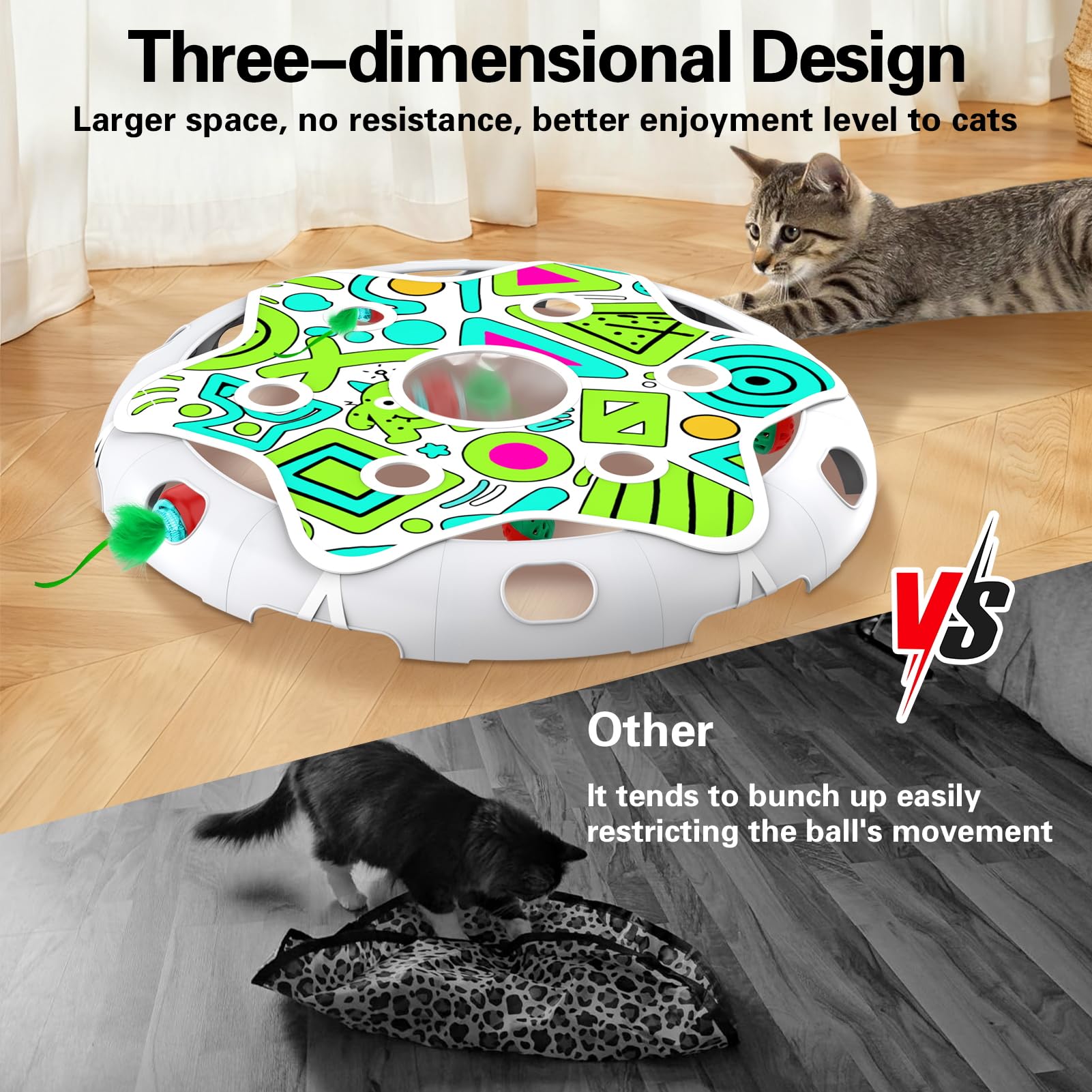 Sofolor Interactive Cat Toy Playset, Hide and Seek Toy with Ball