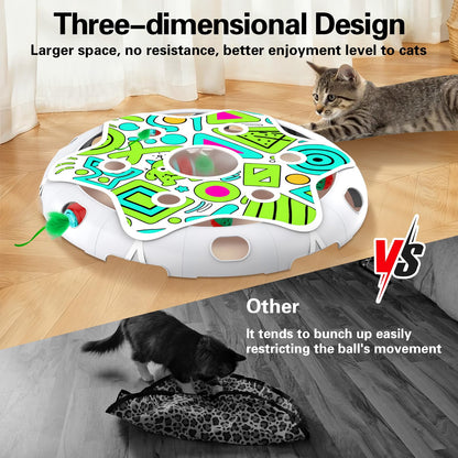 Sofolor Interactive Cat Toy Playset, Hide and Seek Toy with Ball