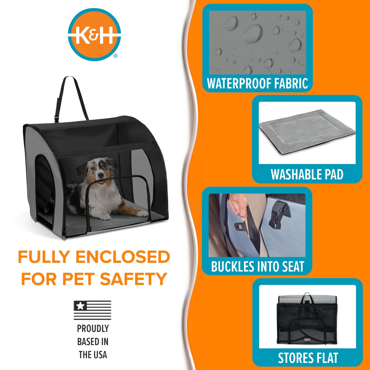 K&H Pet Products Enclosed Large Dog Car Seat, Travel Safety Carrier