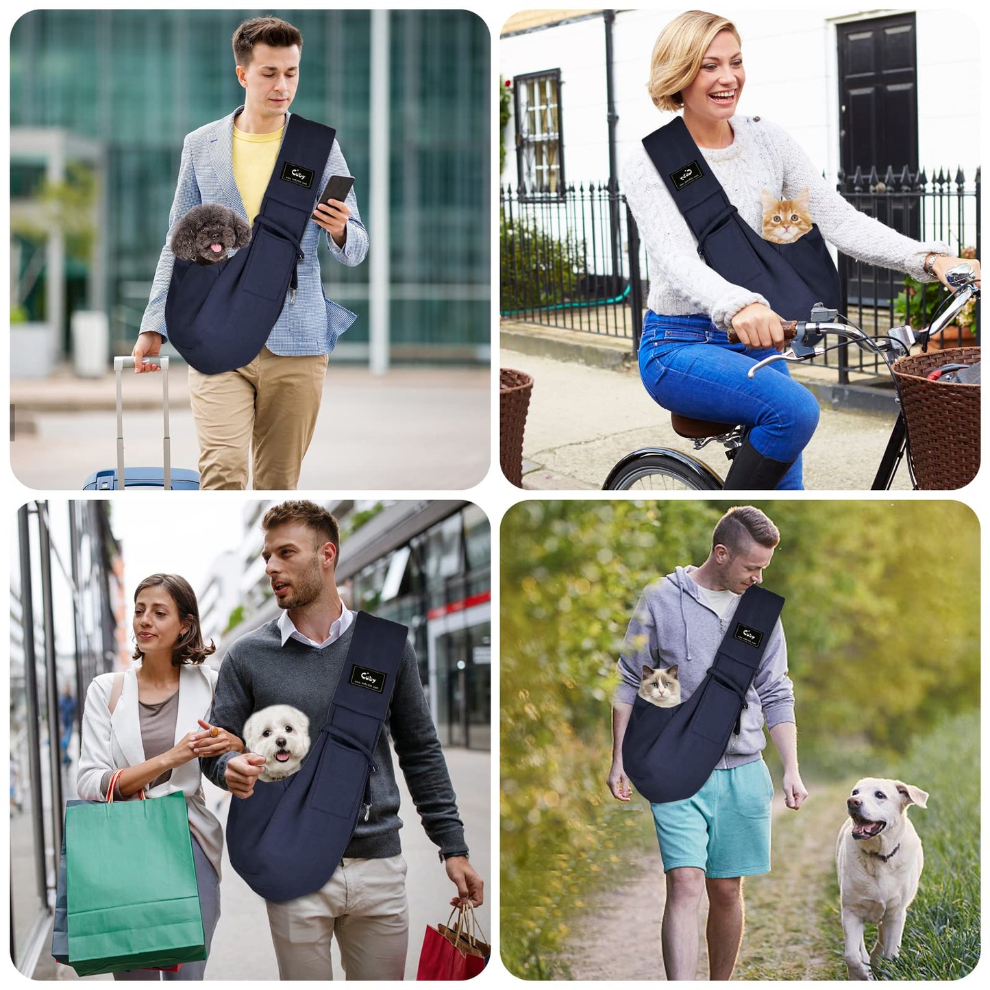 CUBY Dog and Cat Sling Carrier Hands Free Reversible Pet Papoose Bag
