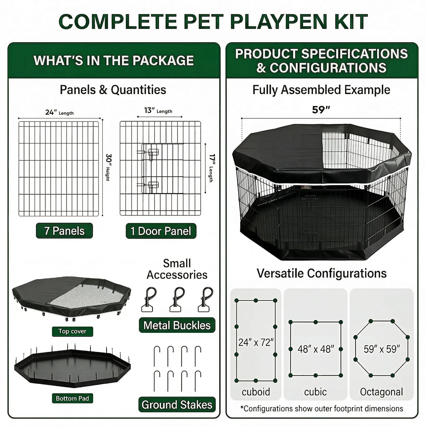 PJYuCien Dog Playpen with Top Cover and Bottom Pad Metal Cover