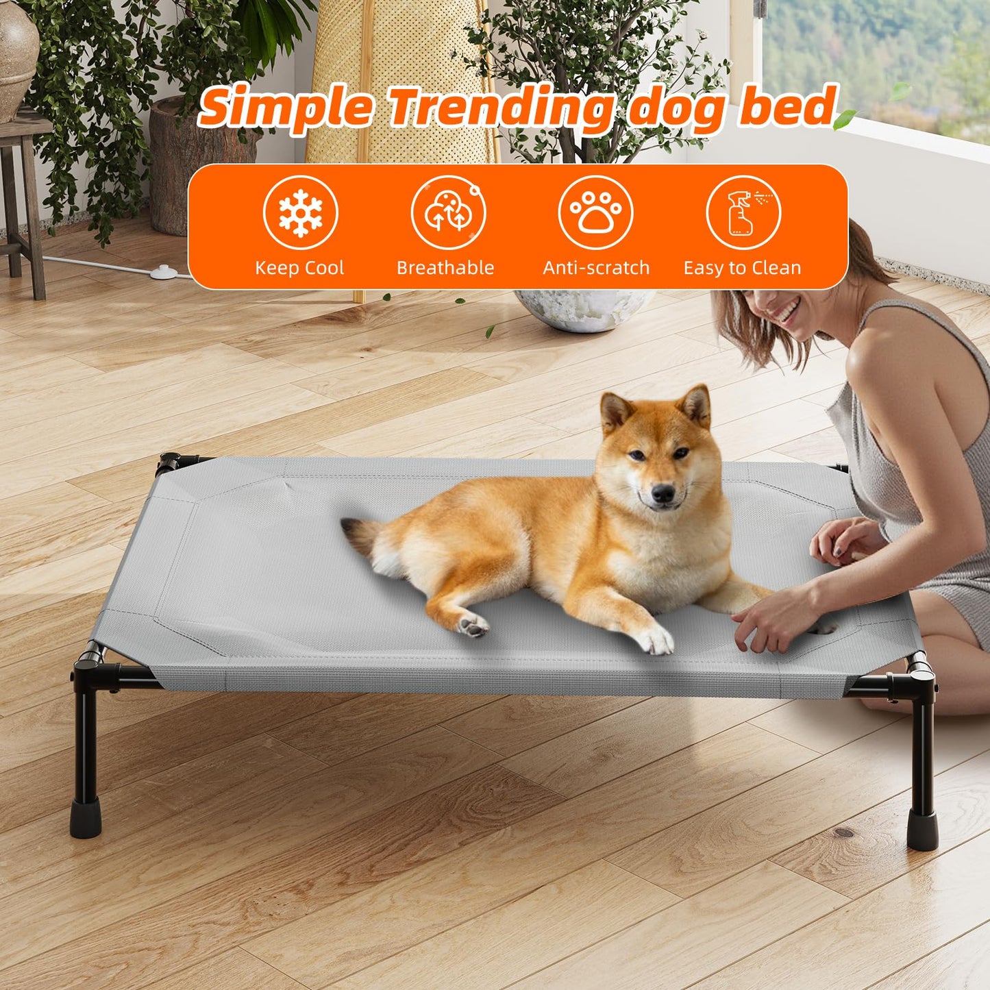 Simple Trending Raised Dog Bed for Large Dogs, Outdoor Elevated Bed