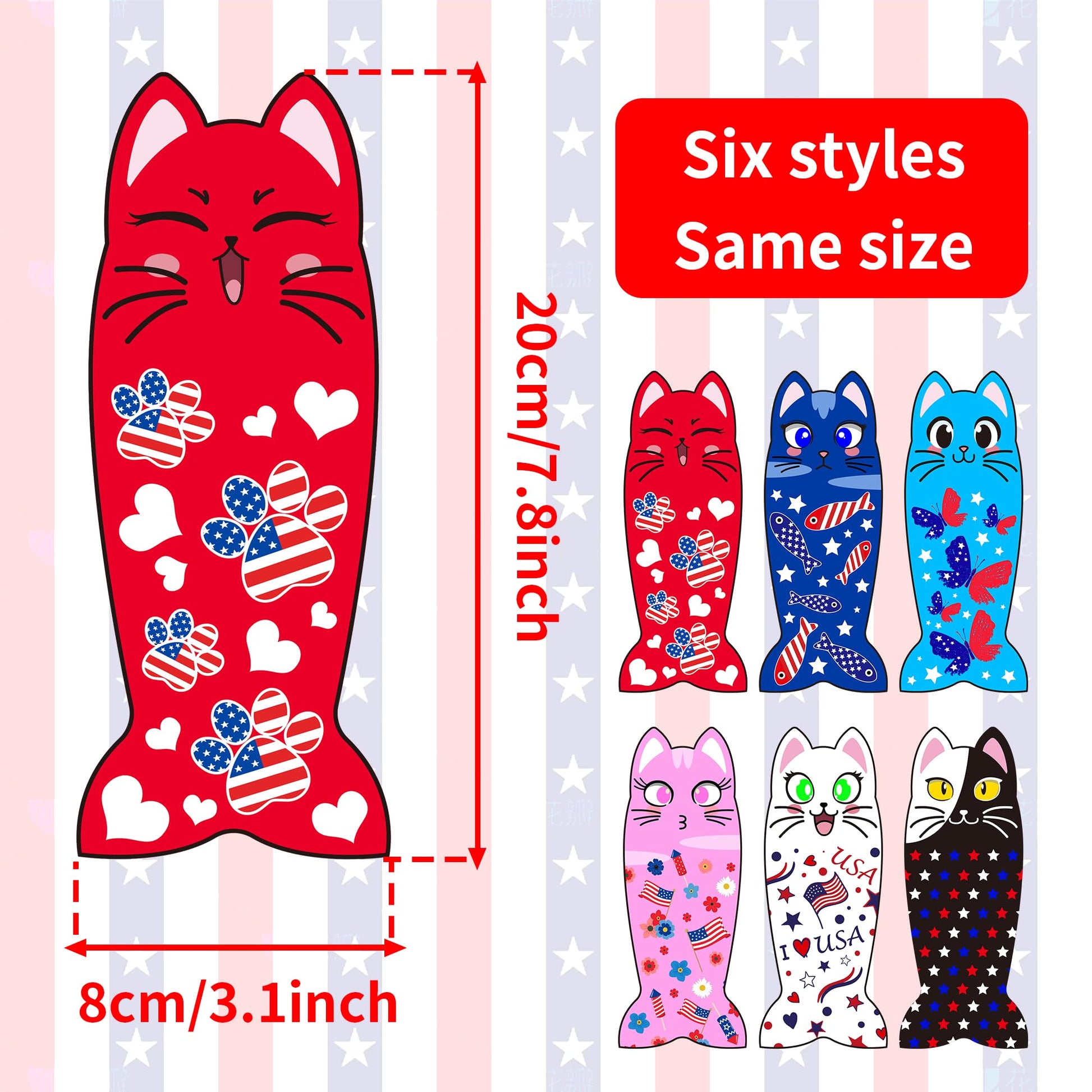 Pai Sence 4th of July Cat Toys for Indoor Cats Patriotic Large Catnip