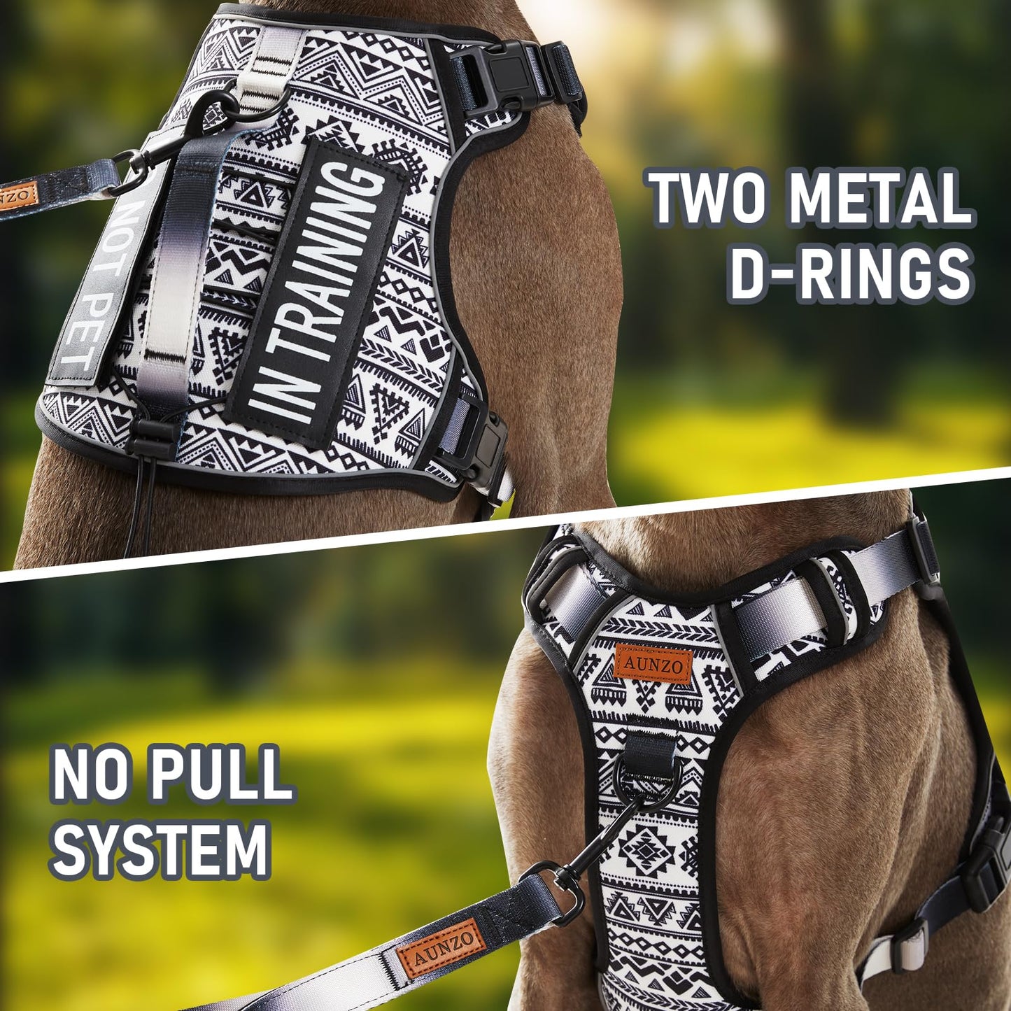 AUNZO Tactical Dog Harness for Large Dogs No Pull Easy Walking Harness
