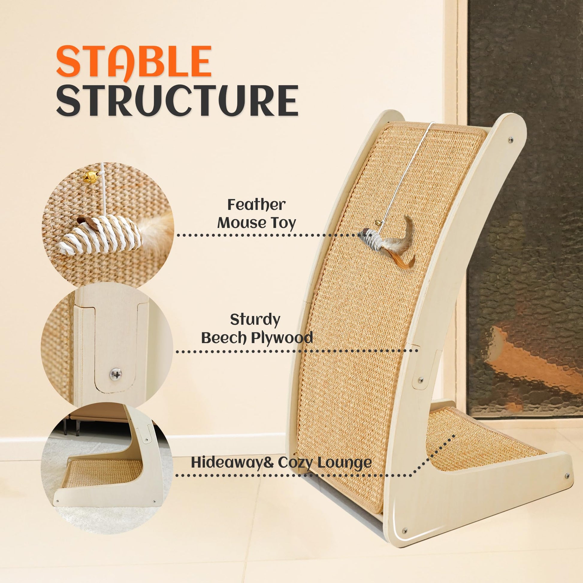 PETKARAY Cat Scratcher, Sisal Cat Scratch Pad, Curved Scratching Board