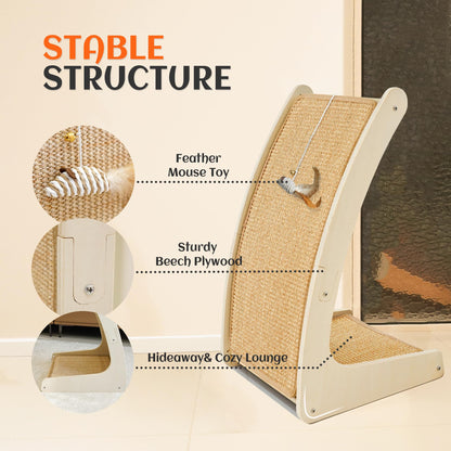 PETKARAY Cat Scratcher, Sisal Cat Scratch Pad, Curved Scratching Board