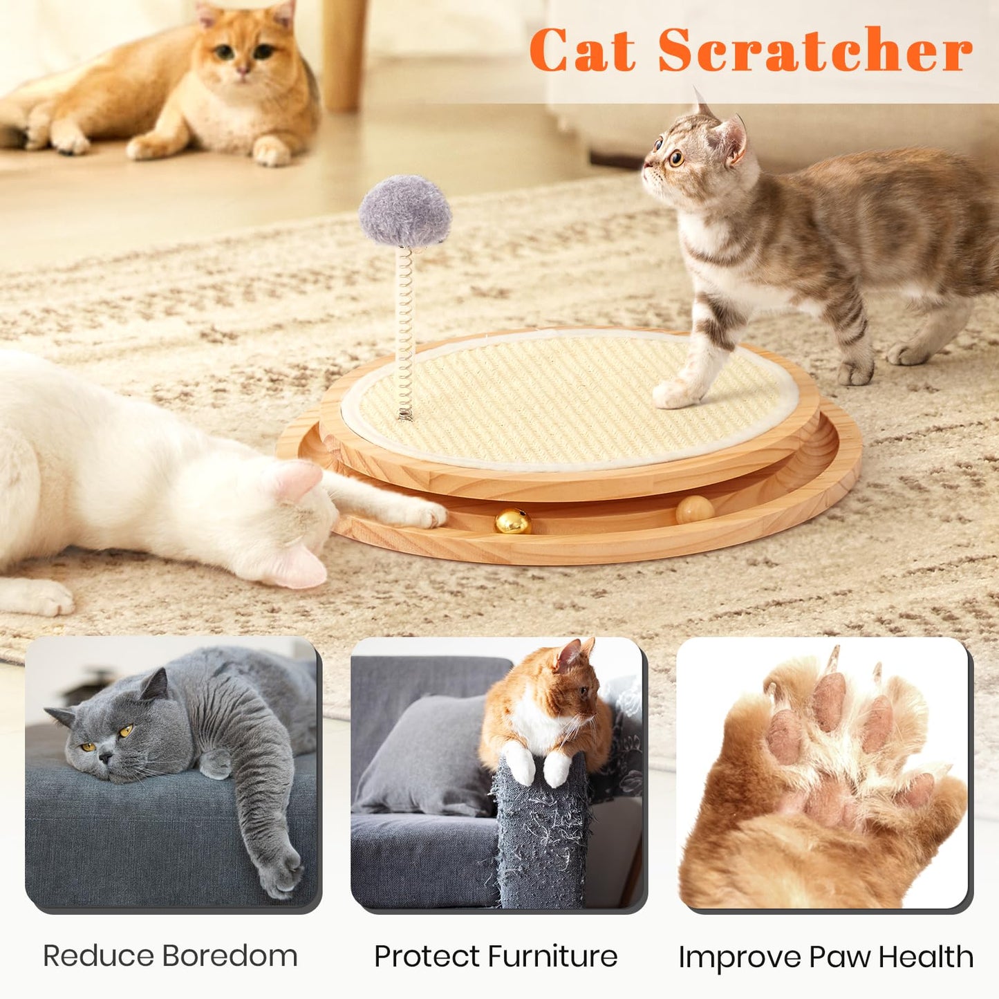 LMUGOOS Cat Scratcher, Cat Natural Sisal Scratching Pad, Kitten Pad