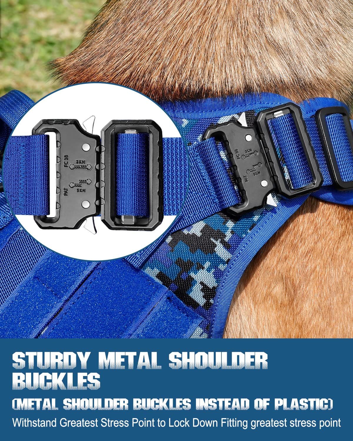 PETNANNY Tactical Dog Harness No-Pull Service Vest for Large Hook