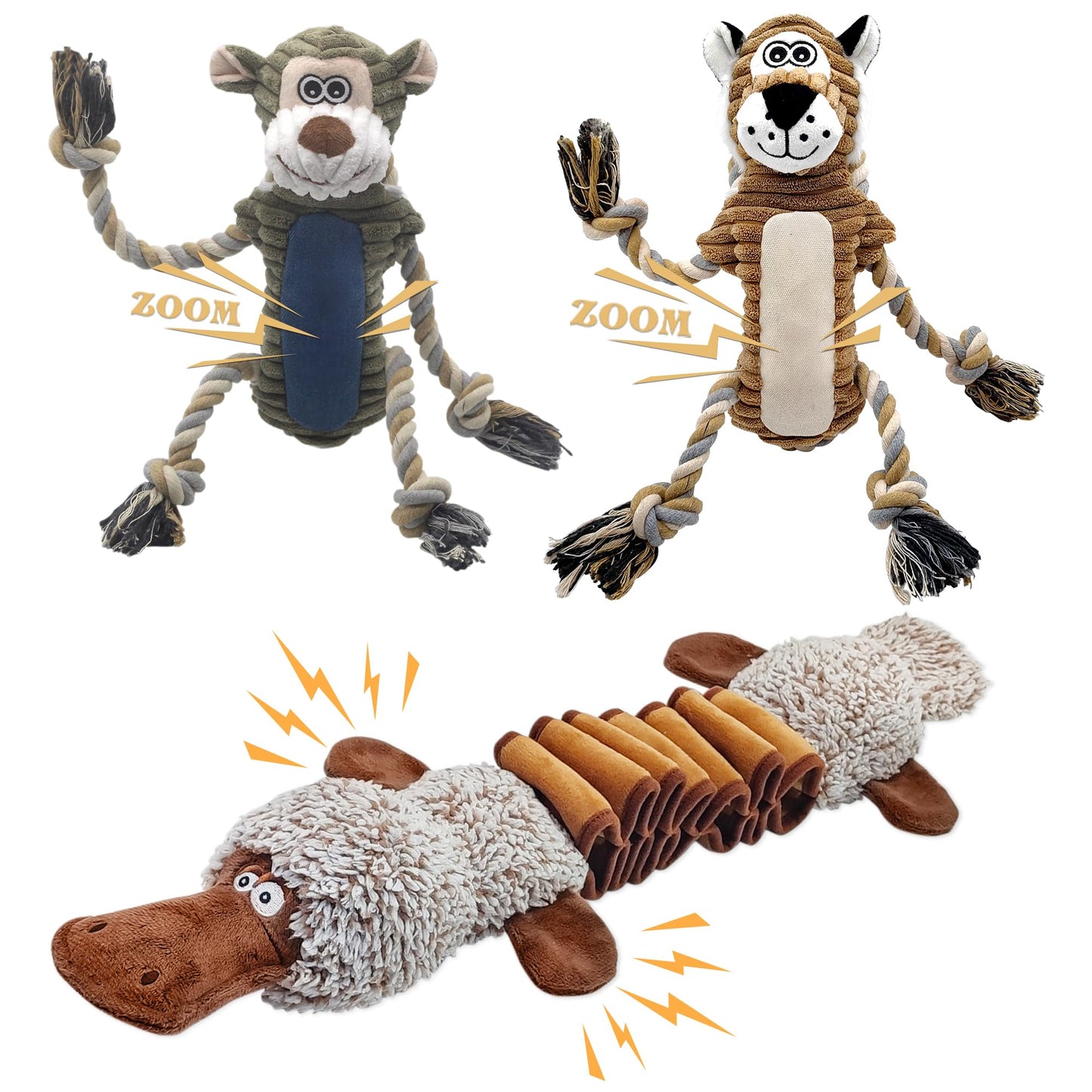 BUYPOW Dog Toys for Large Dog Plush Squeaky Medium Small Dog Toys