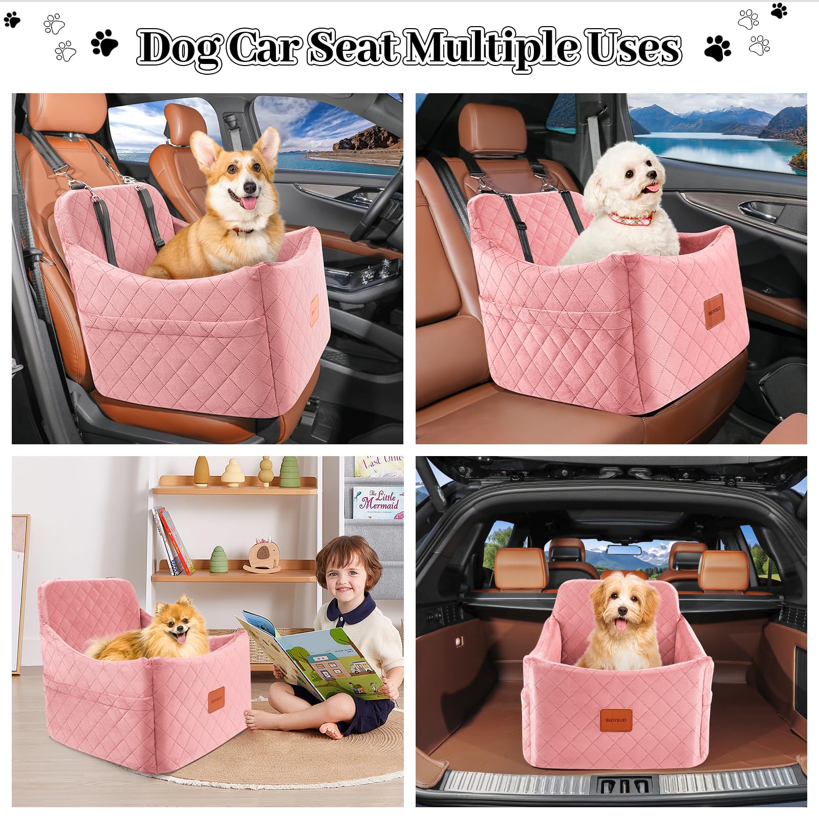 INDYBUD Dog Booster Car Seat for Dogs up to Safety Pet Car Seats Seat