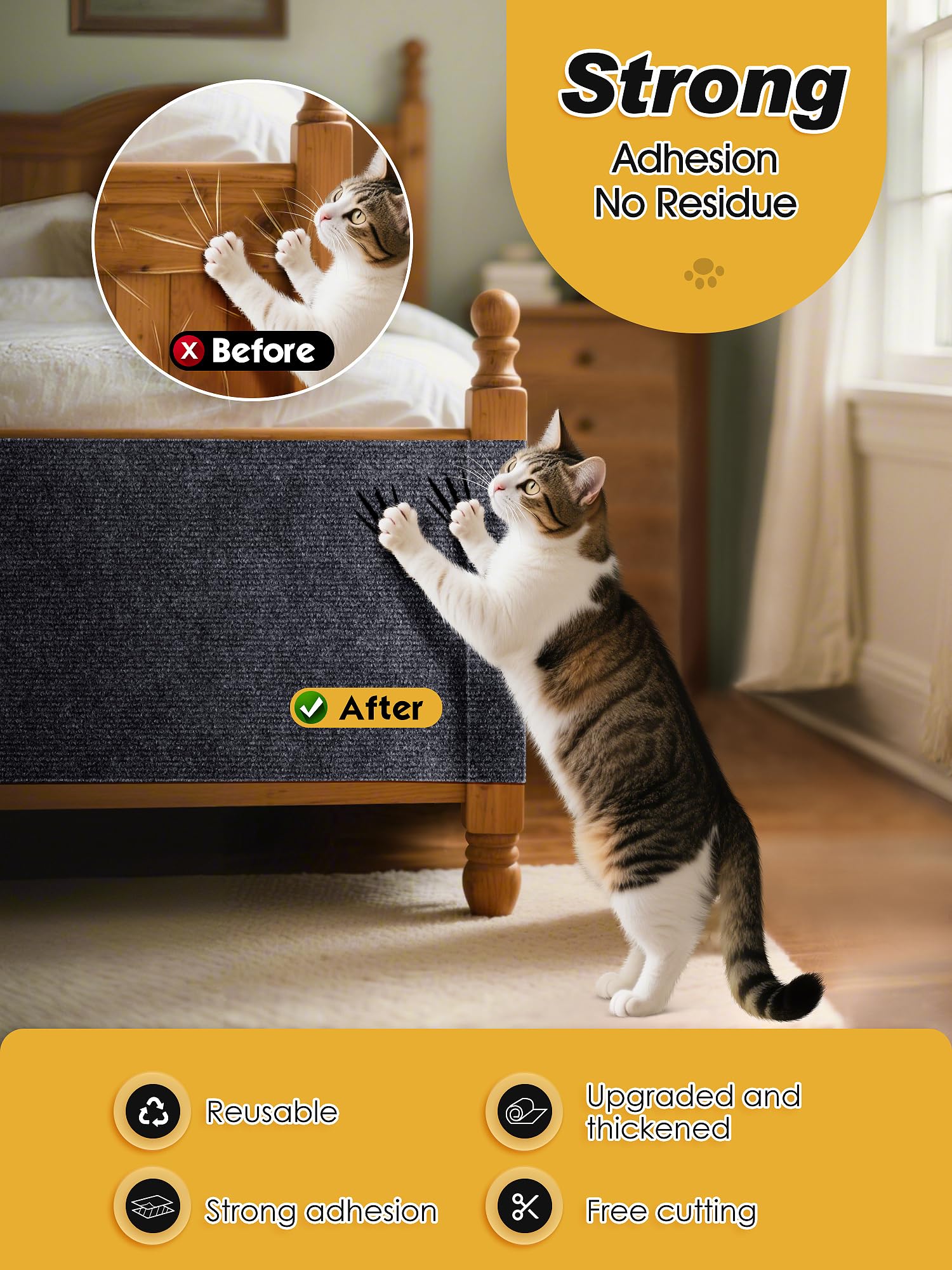 Minyii 2PCS x15.8" Cat Scratch Mat, Trimmable Self-Adhesive Pads
