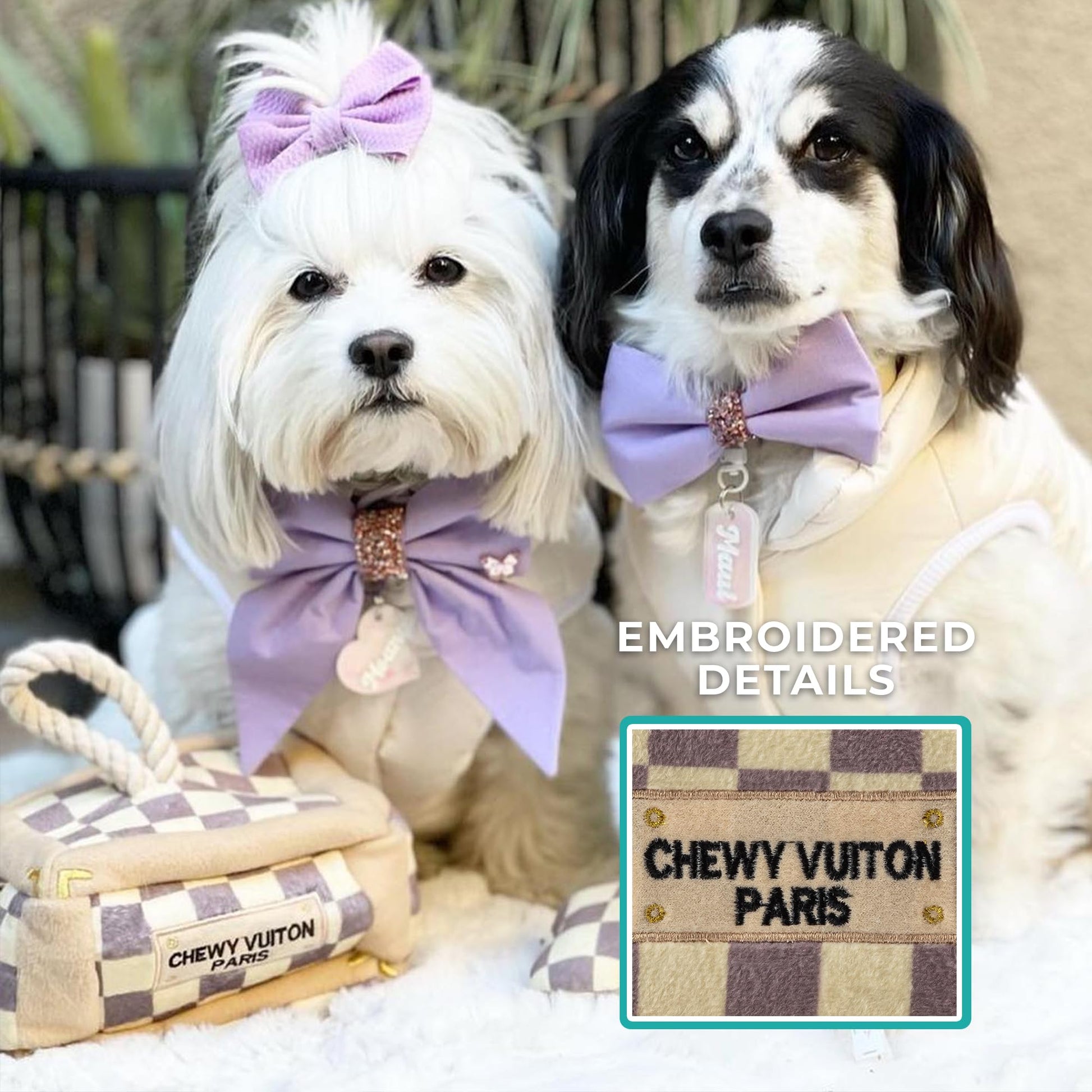 Haute Diggity Dog Chewy Vuiton Trunk Puzzle with 3 Plush Squeaky Plush