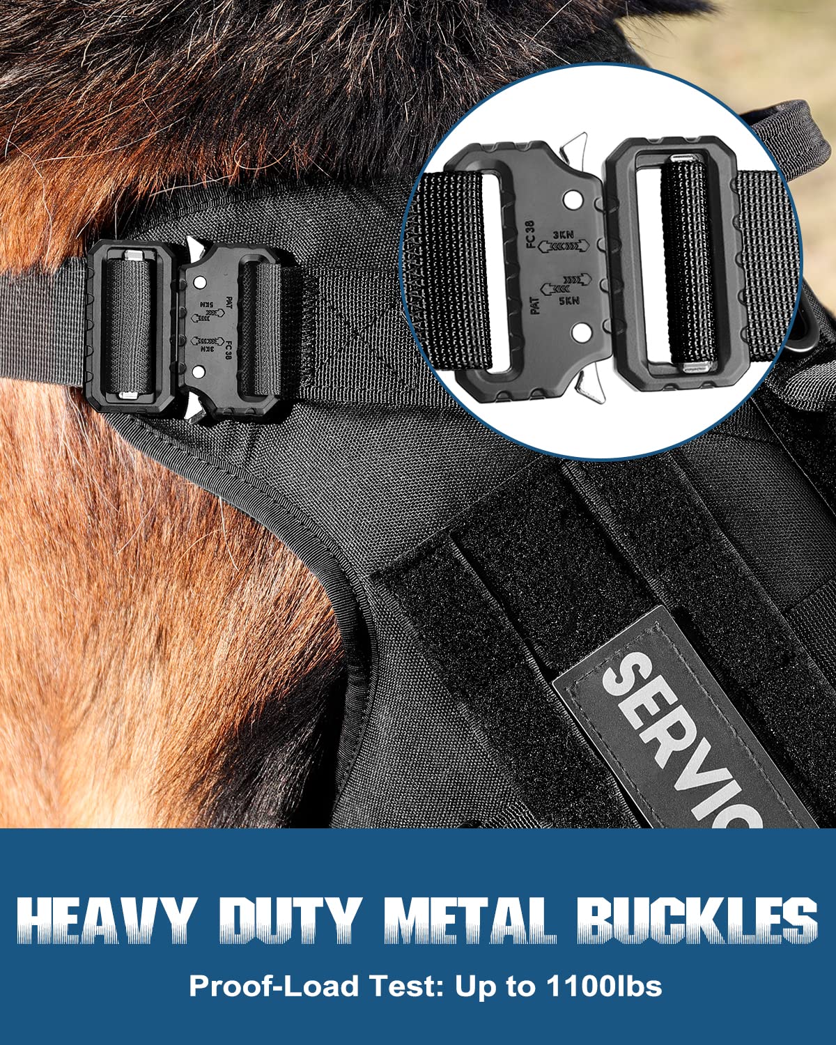 PETNANNY Tactical Dog Harness Service Dog Vest for Large Dogs Hook