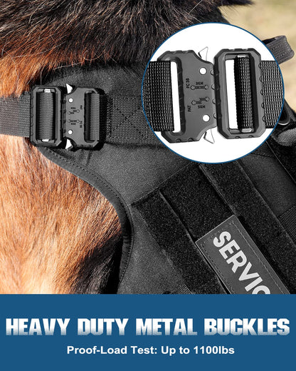 PETNANNY Tactical Dog Harness Service Dog Vest for Large Dogs Hook