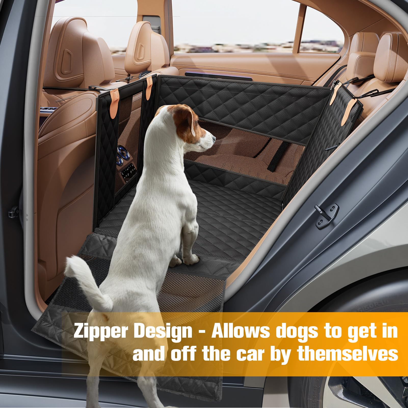 PETICON Large Dog Car Seat, Back Seat Extender for Dogs with 3 Seat