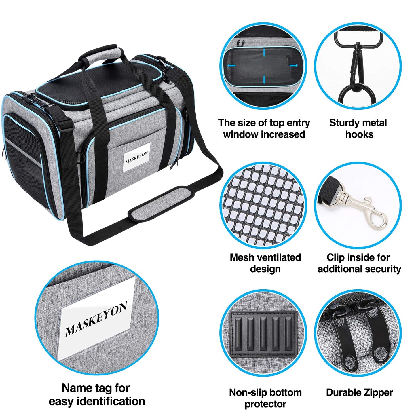 Airline Approved Pet Carrier, Large Soft Sided Pet Travel TSA Carrier